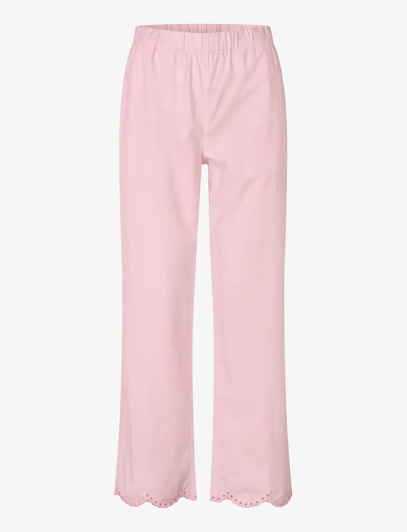 STINE GOYA - Light Cotton, Flowy Elasticated Waist Pants - sirge säärega püksid - muted blush - 1