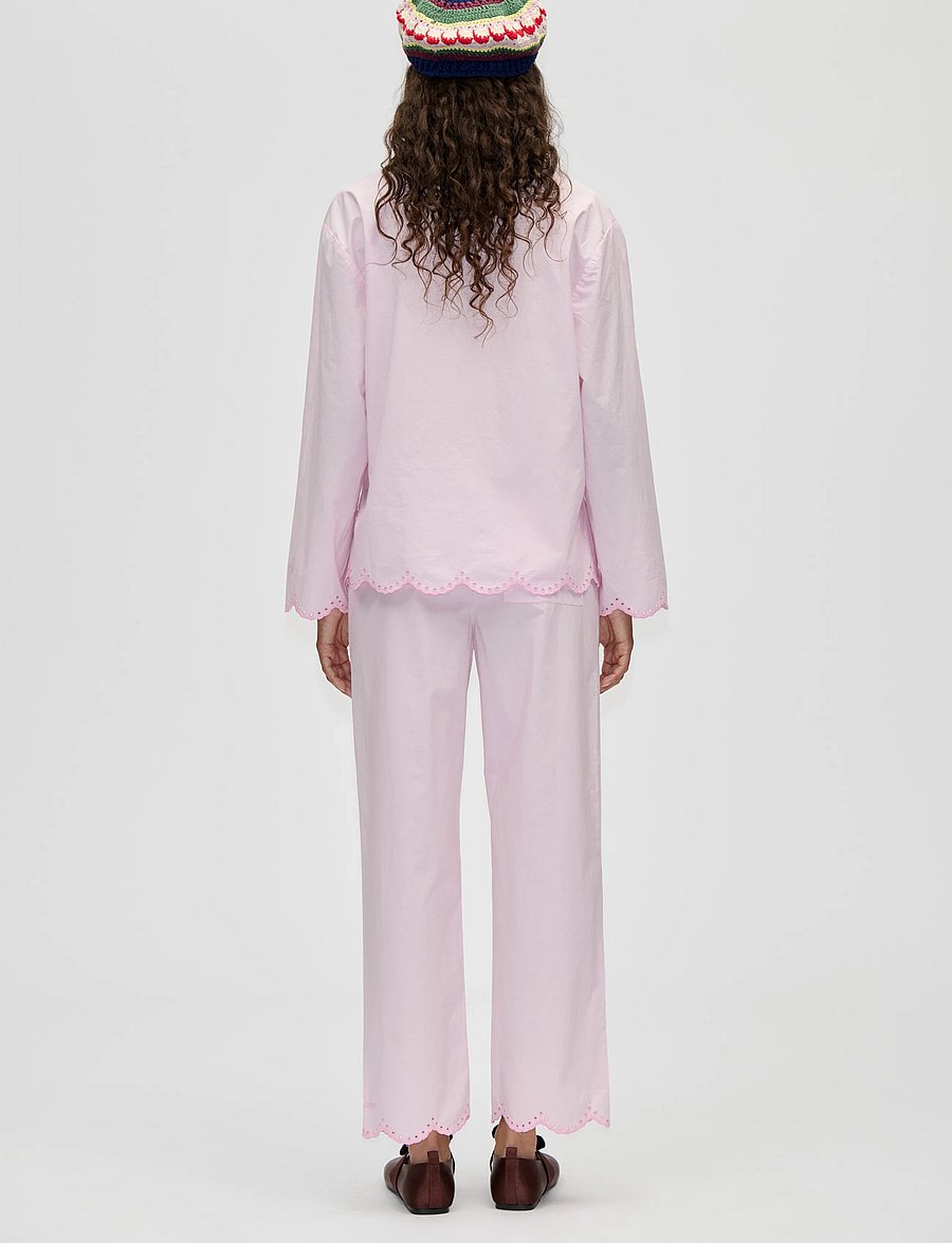 STINE GOYA - Light Cotton, Flowy Elasticated Waist Pants - sirged püksid - muted blush - 3