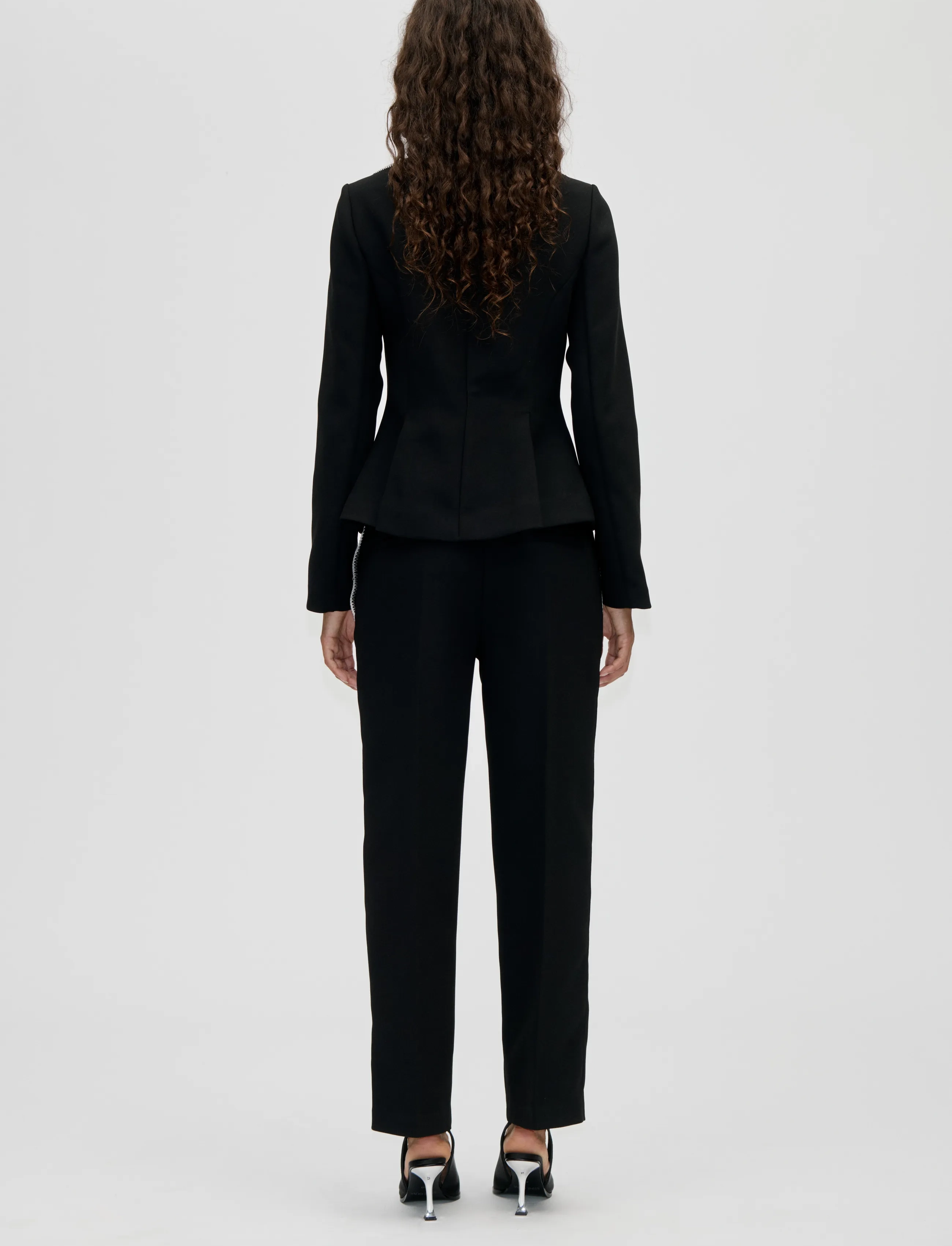 STINE GOYA - Structured Crepe, Straight Tailored Ankle Pants - habitbukser - black - 3