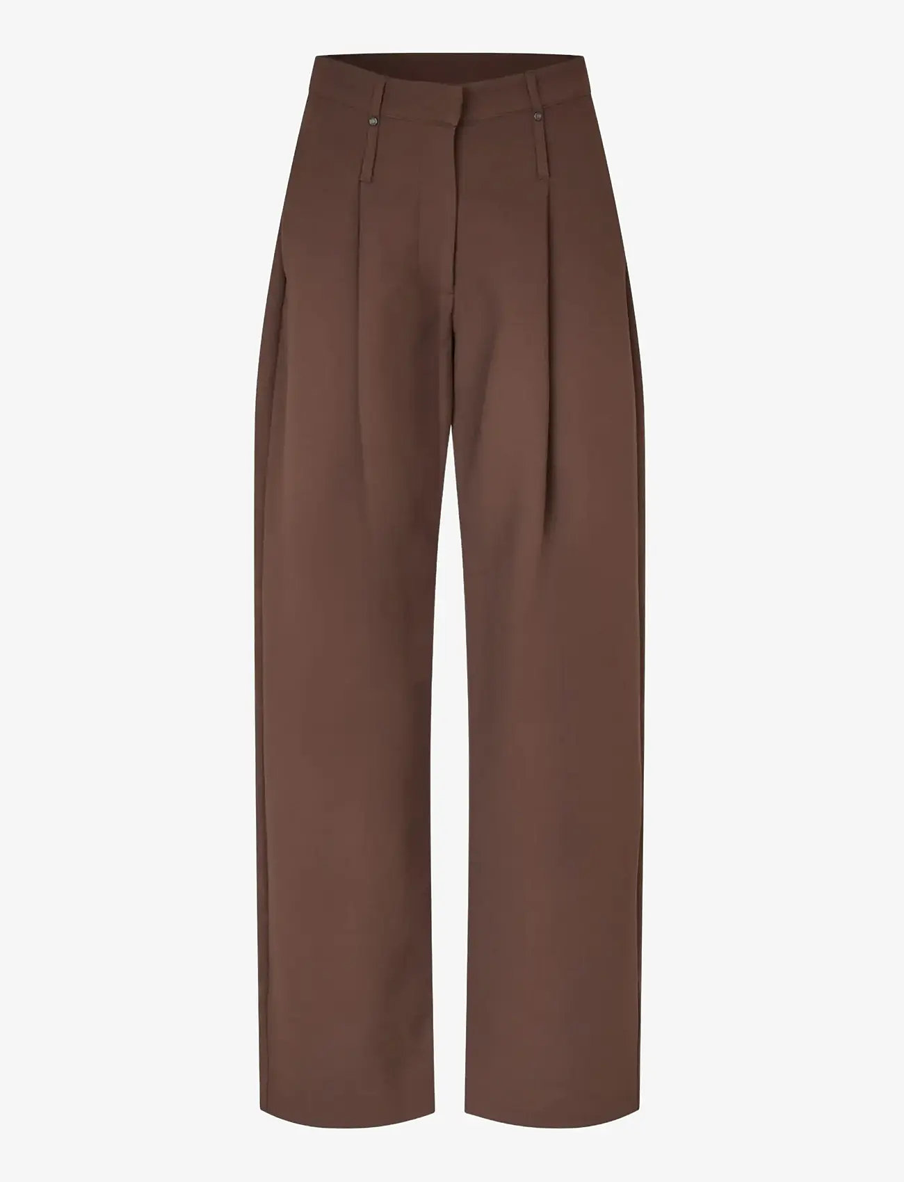STINE GOYA - Double Sided Crepe, Elevated Pleat Pants - wide leg trousers - cocoa - 1
