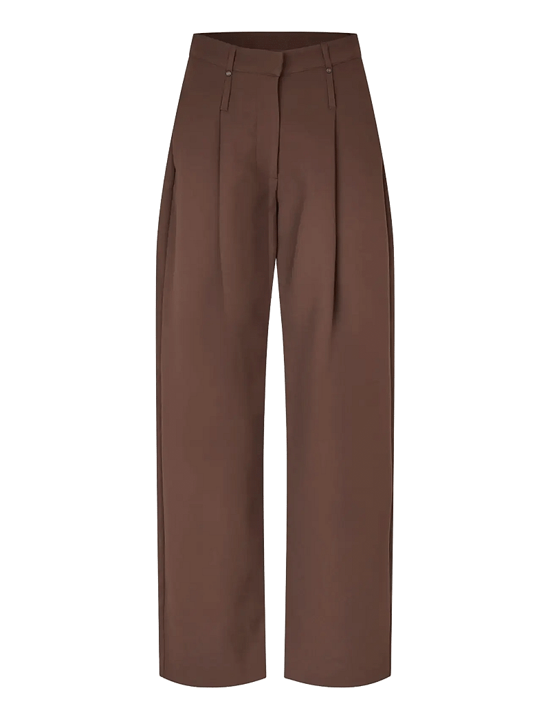 STINE GOYA - Double Sided Crepe, Elevated Pleat Pants - hosen mit weitem bein - cocoa - 1