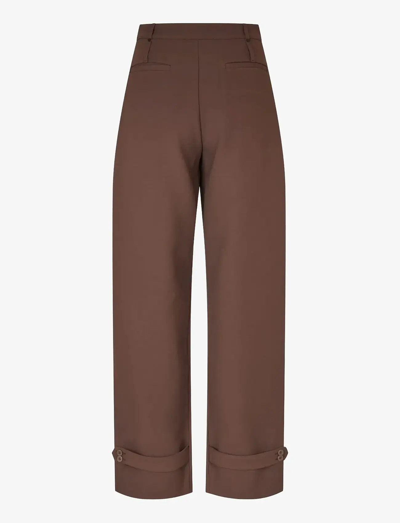 STINE GOYA - Double Sided Crepe, Elevated Pleat Pants - wide leg trousers - cocoa - 2