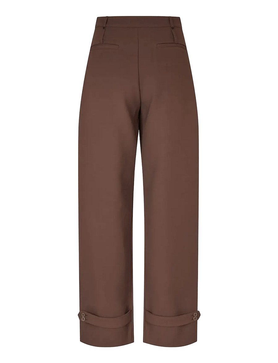 STINE GOYA - Double Sided Crepe, Elevated Pleat Pants - spodnie szerokie - cocoa - 2