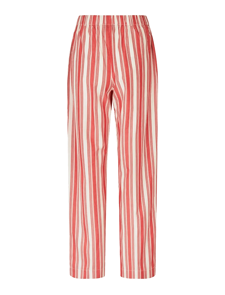 STINE GOYA - Striped Embroidered Cotton, Gathered Boxer Pants - hose mit geradem bein - scarlet trot - 2