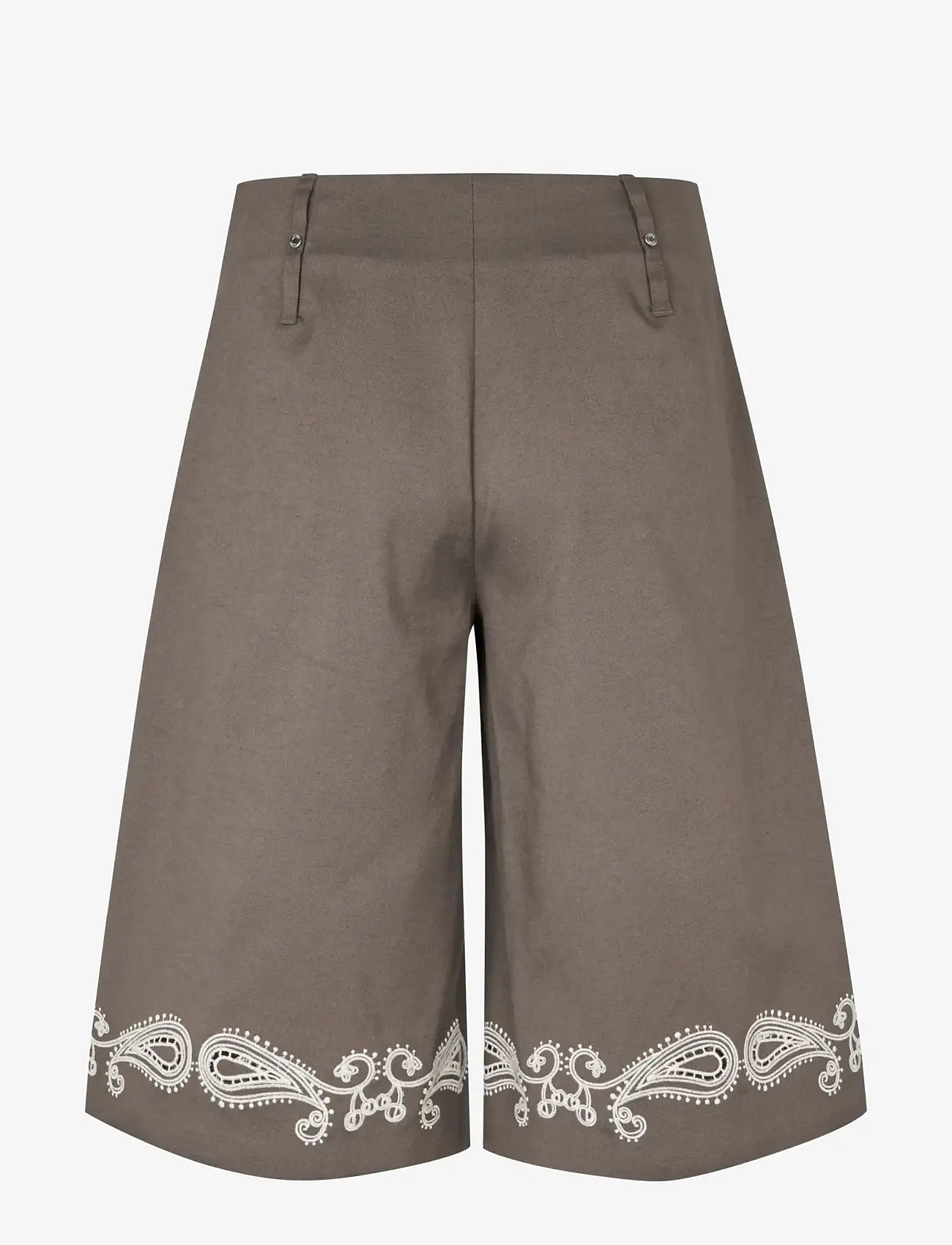 STINE GOYA - Embroidered Canvas, Pleated Eyelet Bermuda - bermudashorts - cherries on a paisley - 2