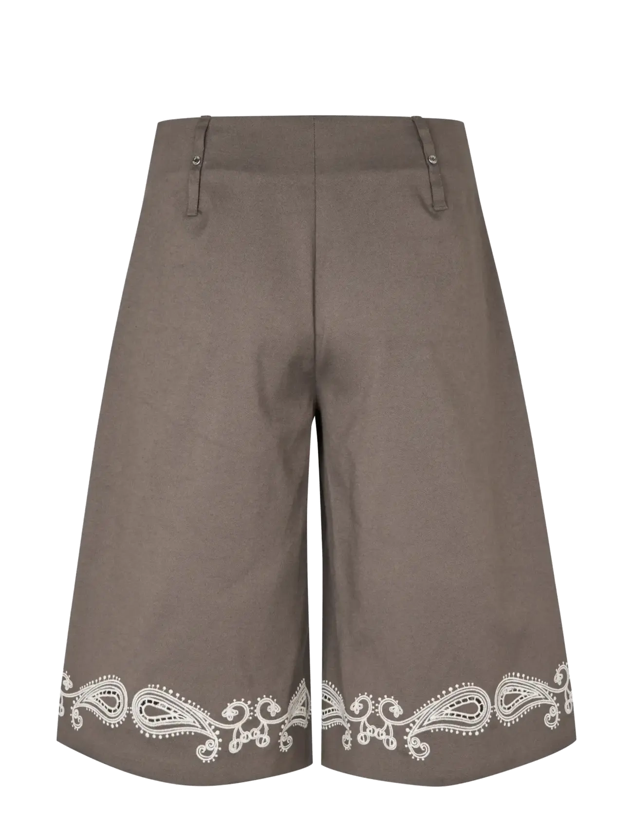 STINE GOYA - Embroidered Canvas, Pleated Eyelet Bermuda - bermudashorts - cherries on a paisley - 2