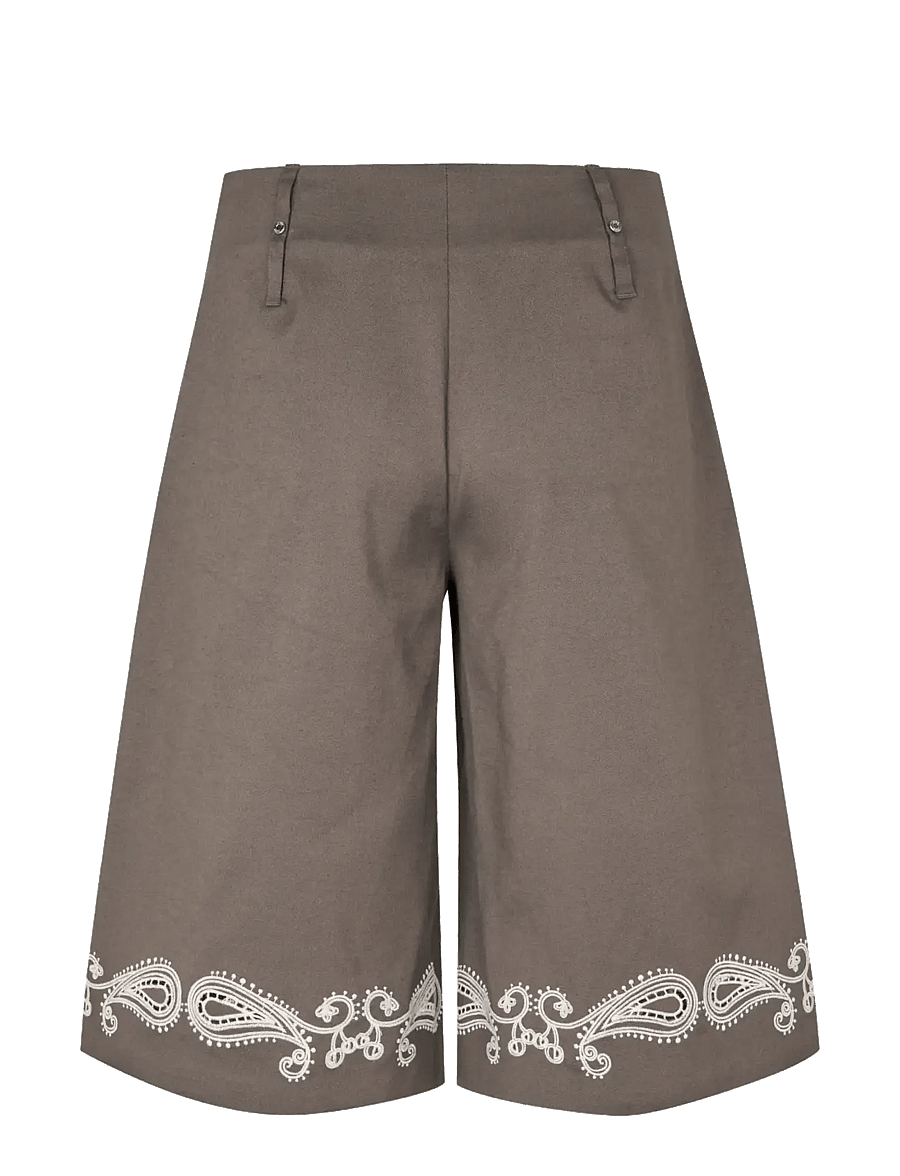 STINE GOYA - Embroidered Canvas, Pleated Eyelet Bermuda - bermudas - cherries on a paisley - 2