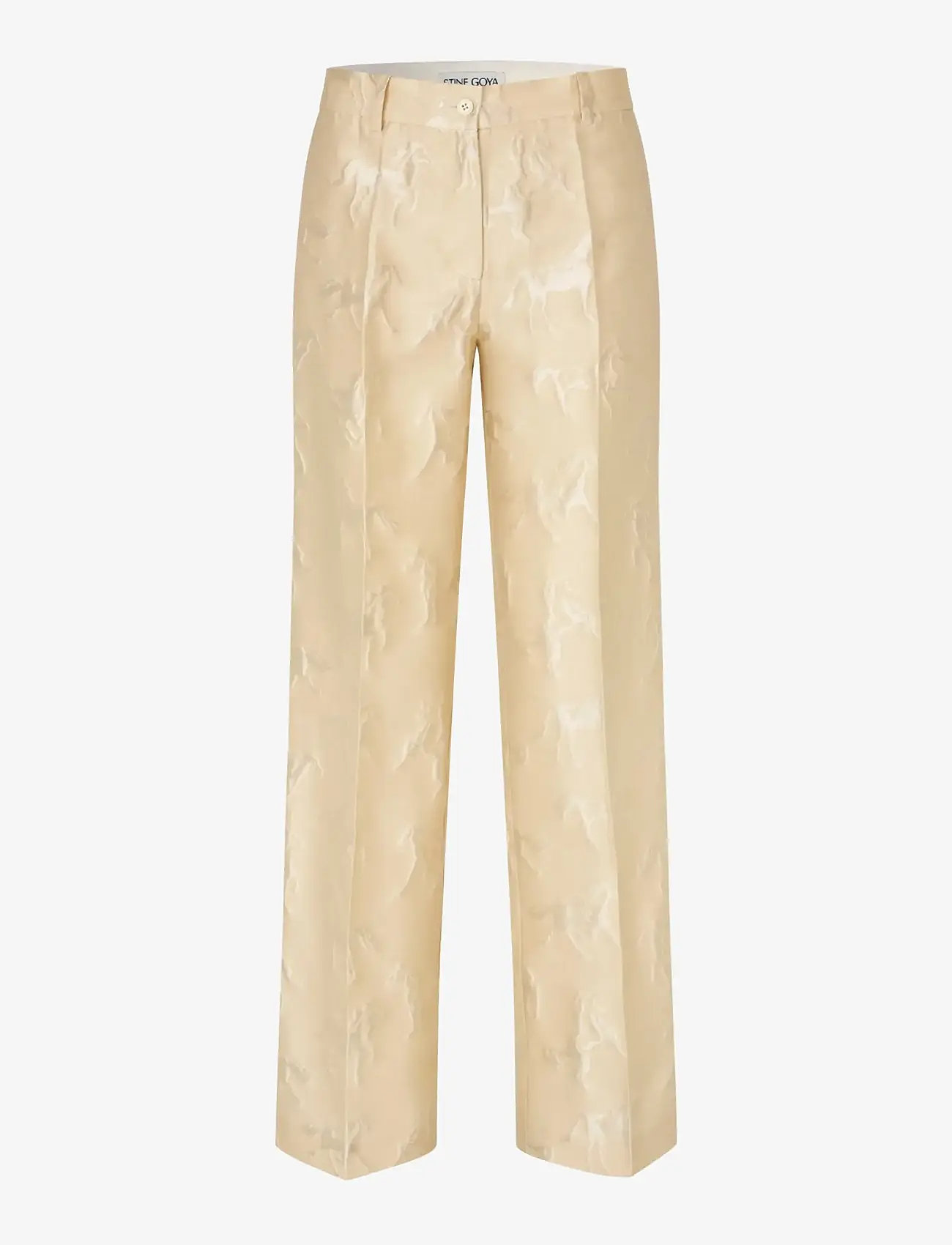 STINE GOYA - Jacquard Tailoring, Tailored Long Pants - vida byxor - porcelain cream - 1