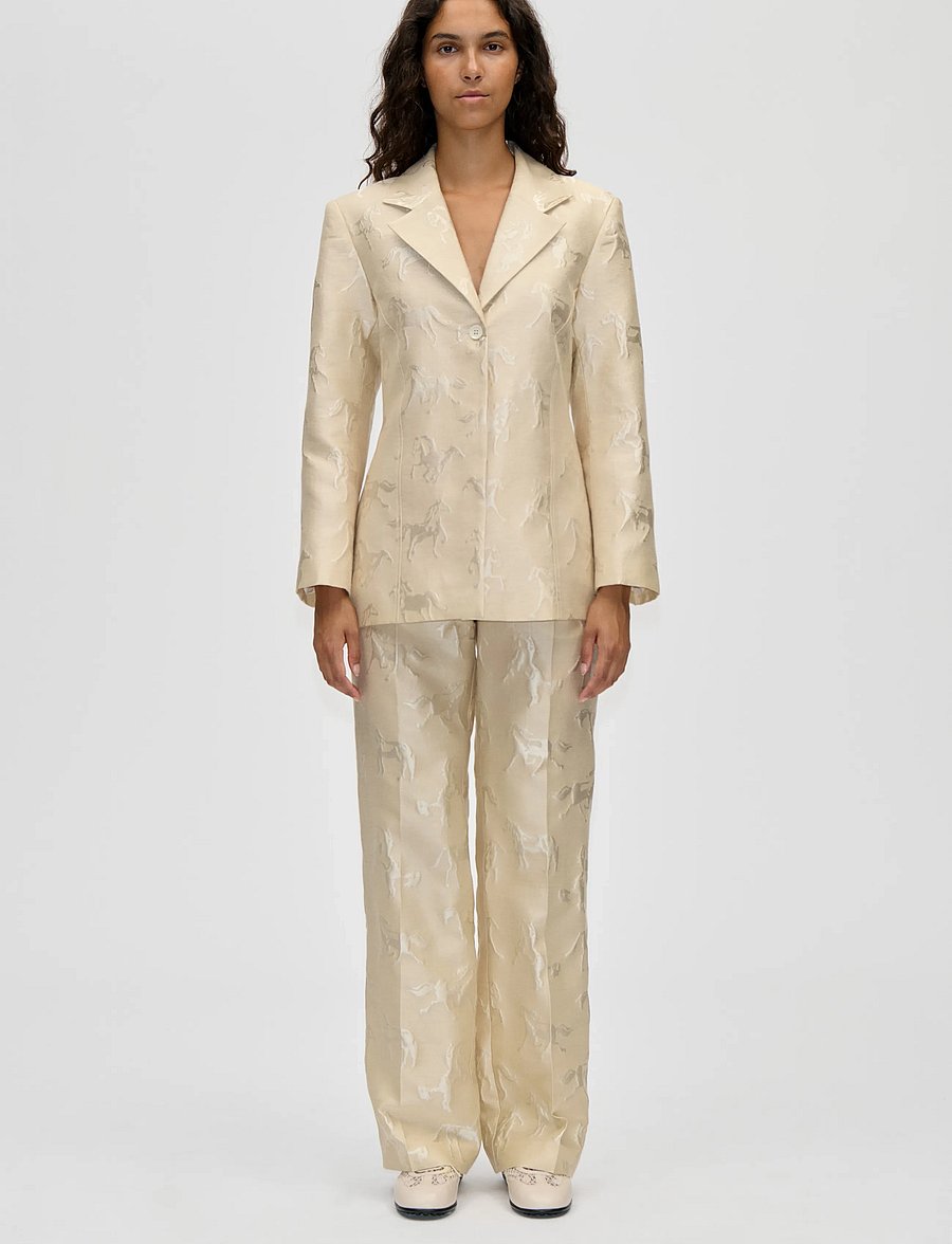 STINE GOYA - Jacquard Tailoring, Tailored Long Pants - konfirmation - porcelain cream - 0