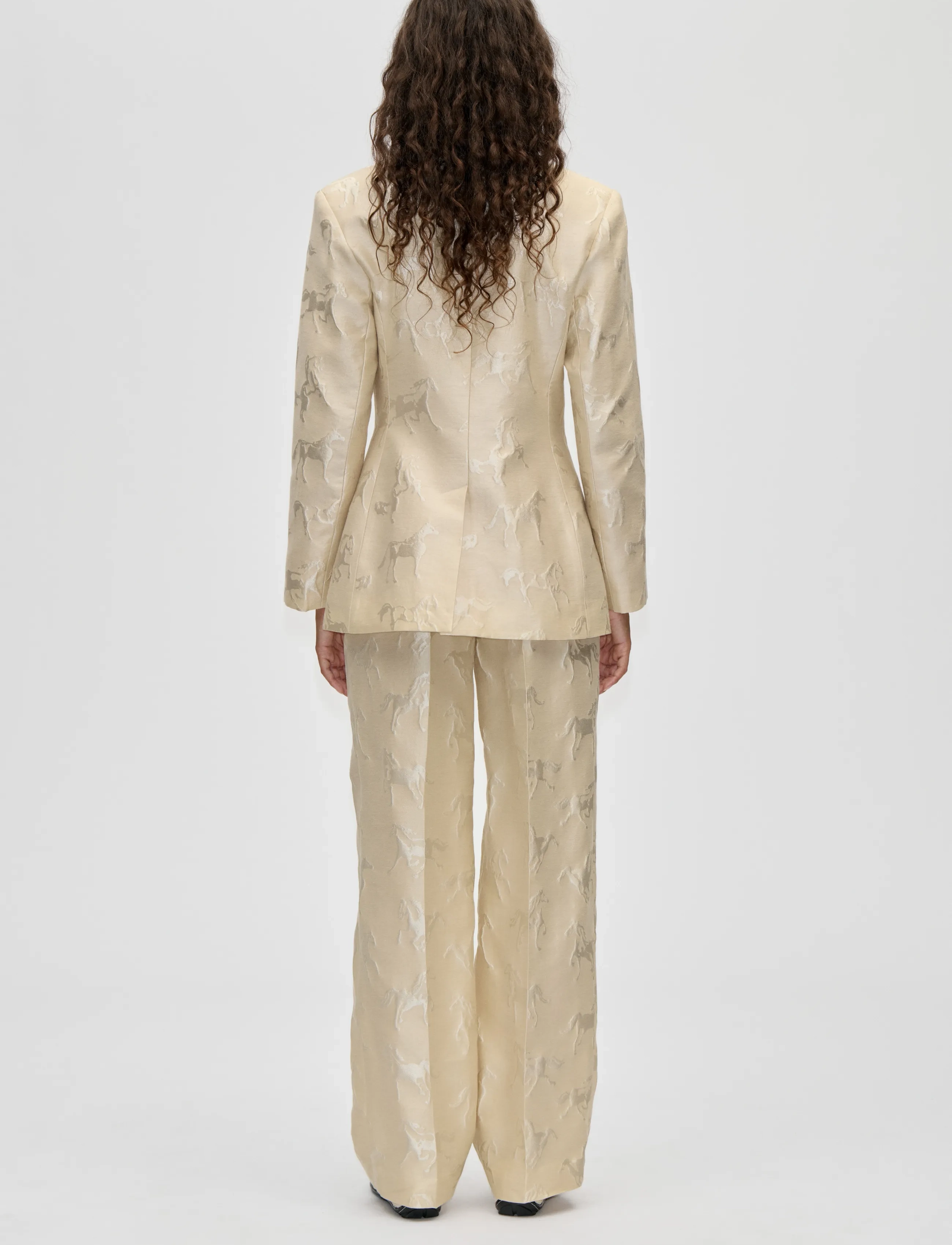 STINE GOYA - Jacquard Tailoring, Tailored Long Pants - konfirmation - porcelain cream - 3