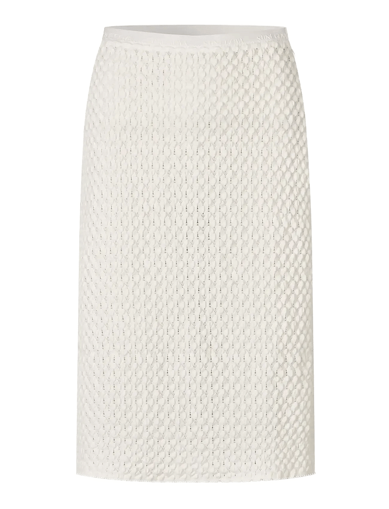 STINE GOYA - Crochet Lace, Pencil Elasticated Skirt - bleistiftröcke - white swan - 1