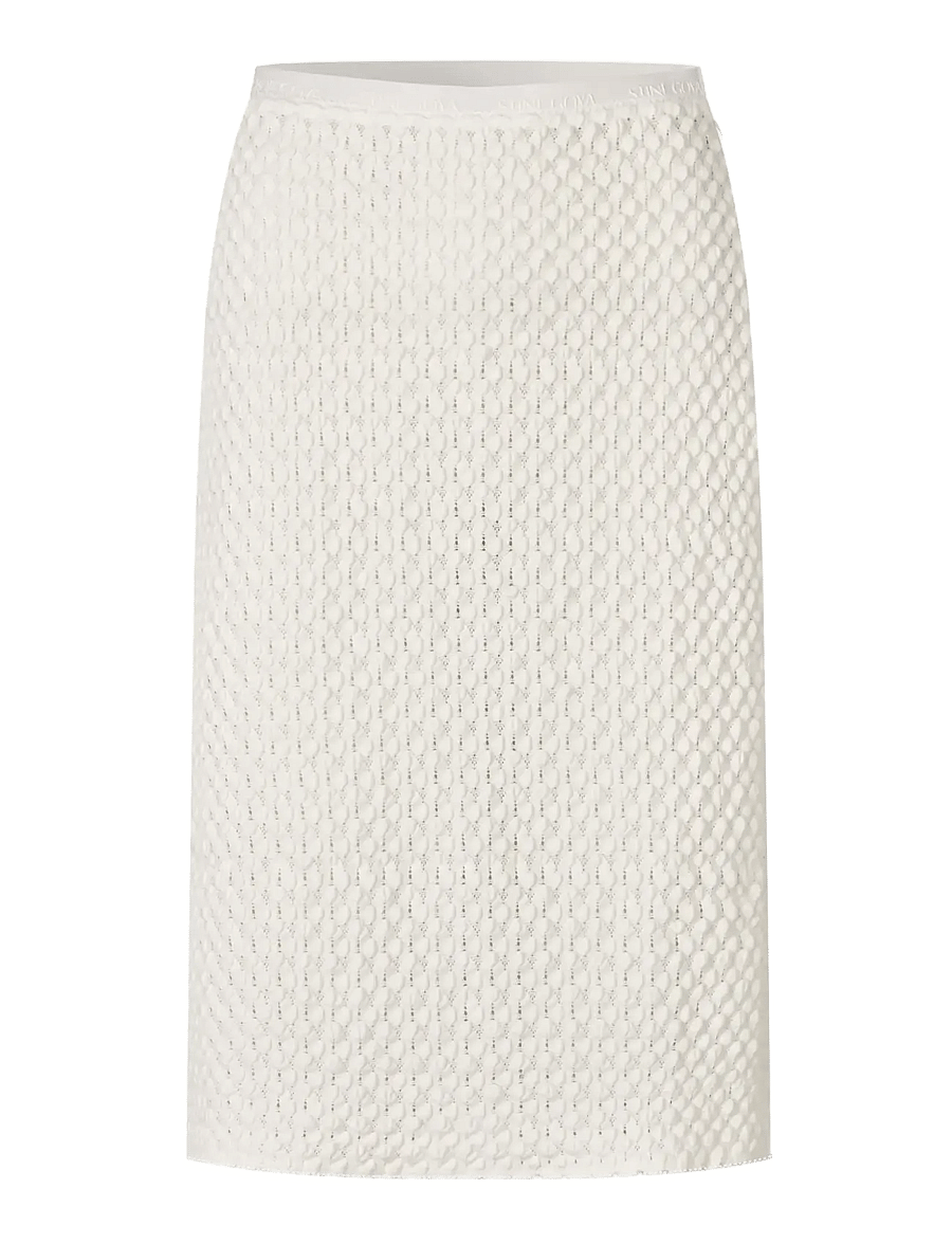 STINE GOYA - Crochet Lace, Pencil Elasticated Skirt - bleistiftröcke - white swan - 1
