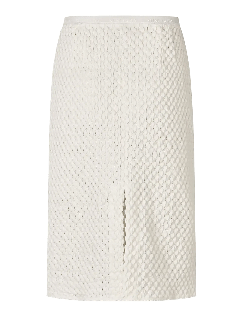 STINE GOYA - Crochet Lace, Pencil Elasticated Skirt - bleistiftröcke - white swan - 2