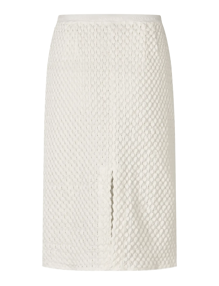 STINE GOYA - Crochet Lace, Pencil Elasticated Skirt - bleistiftröcke - white swan - 2