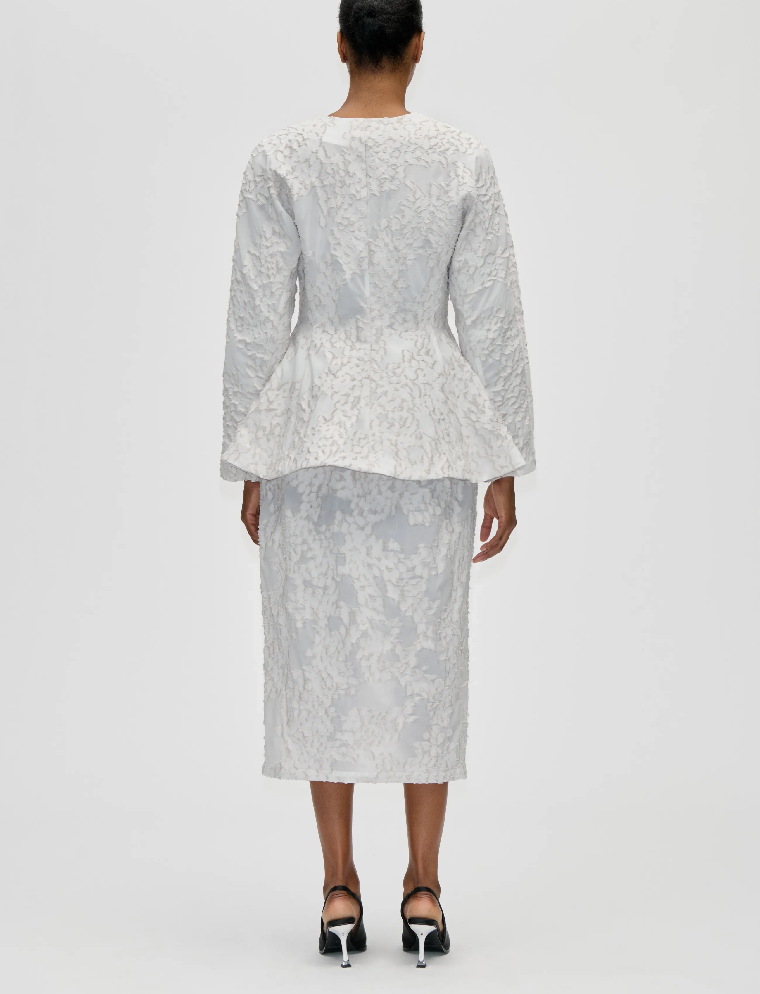 STINE GOYA - Textured Fil Coupe, Volume Drop Skirt - midi-röcke - stone grey - 3