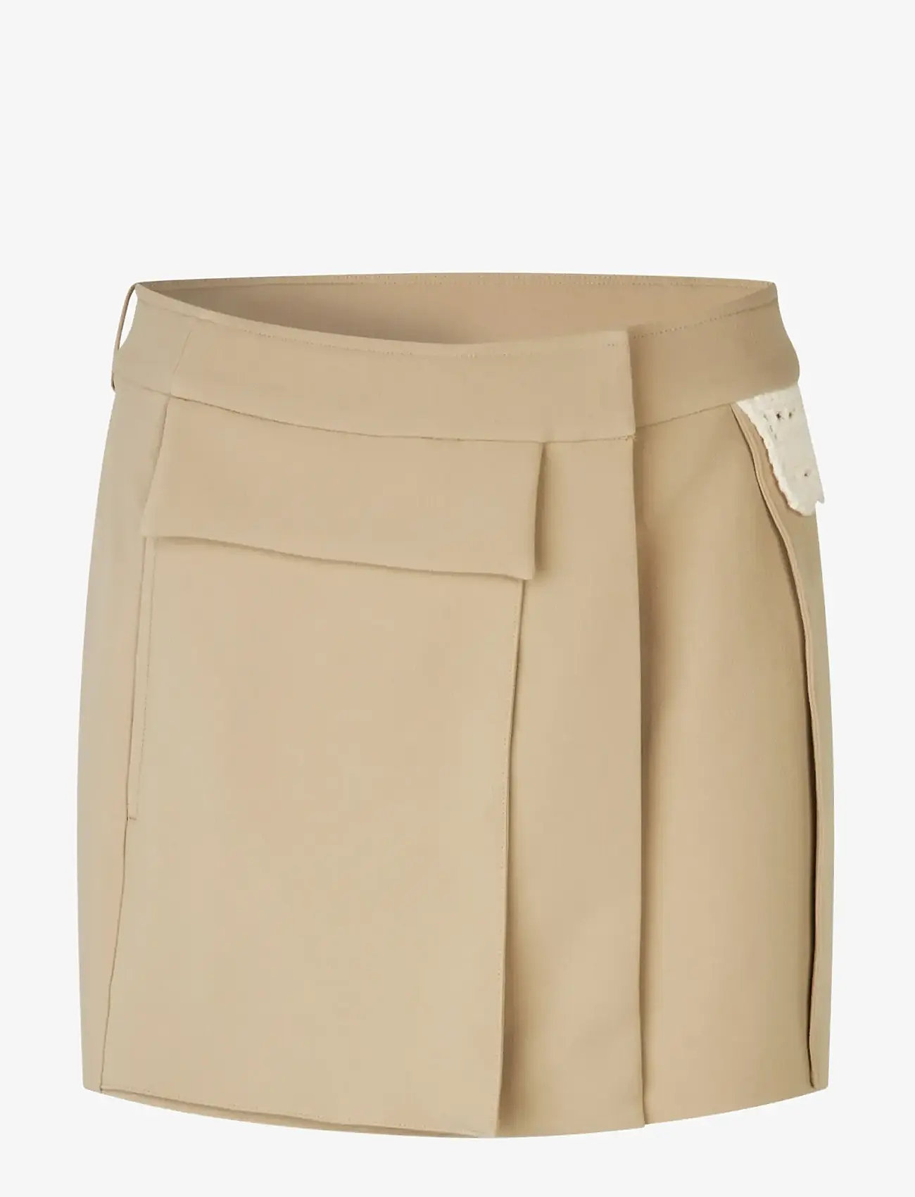 STINE GOYA - Crafted Weave Tailoring, Waistbelt Mini Skirt - kurze röcke - ecru - 1