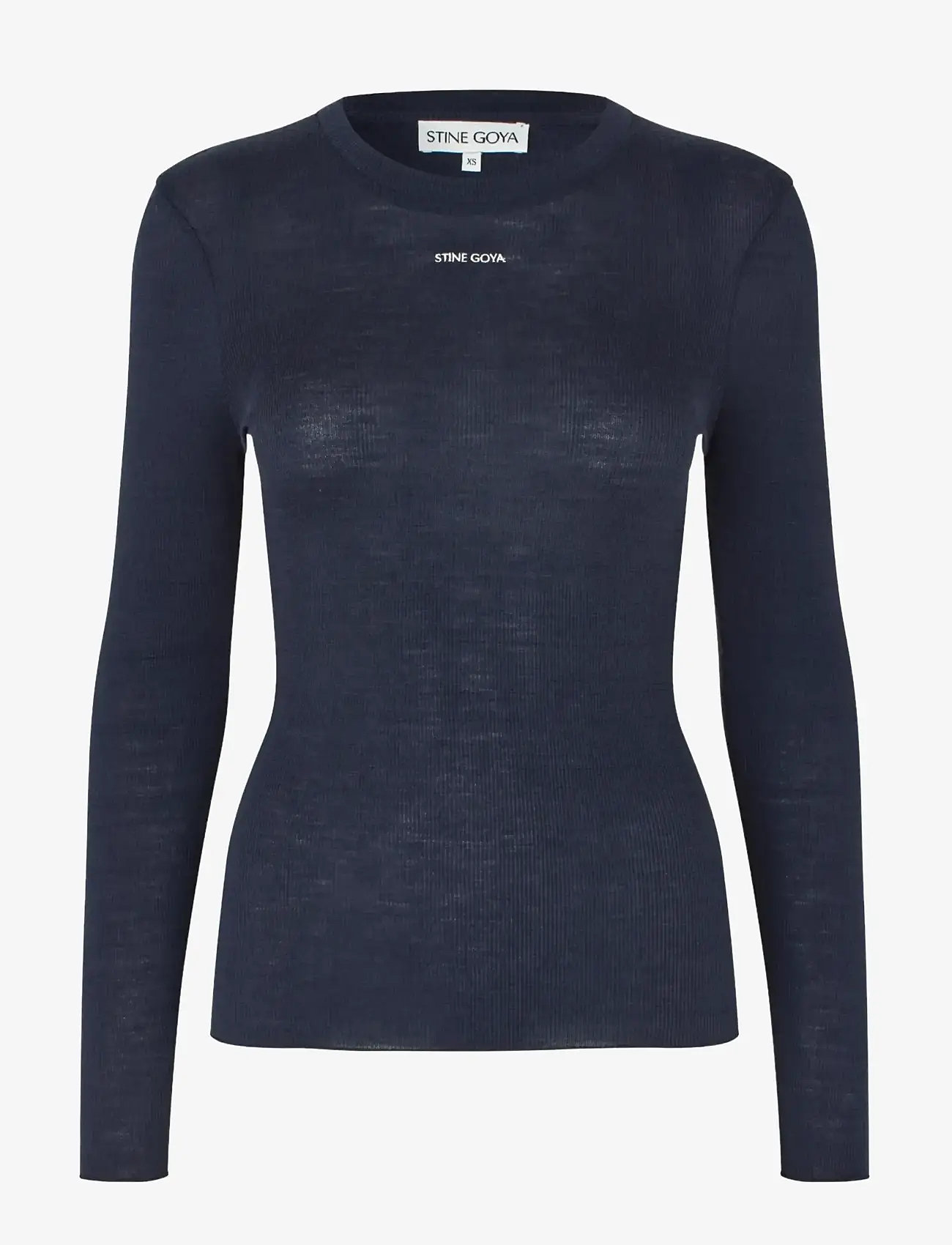 STINE GOYA - Lux Rib,Long Sleeve Crewneck - pikkade varrukatega alussärgid - midnight navy - 1