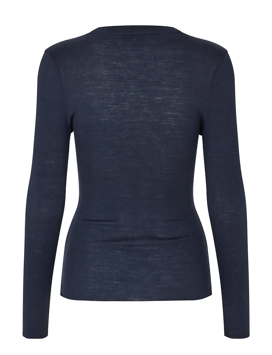 STINE GOYA - Lux Rib,Long Sleeve Crewneck - topi ar garām piedurknēm - midnight navy - 2