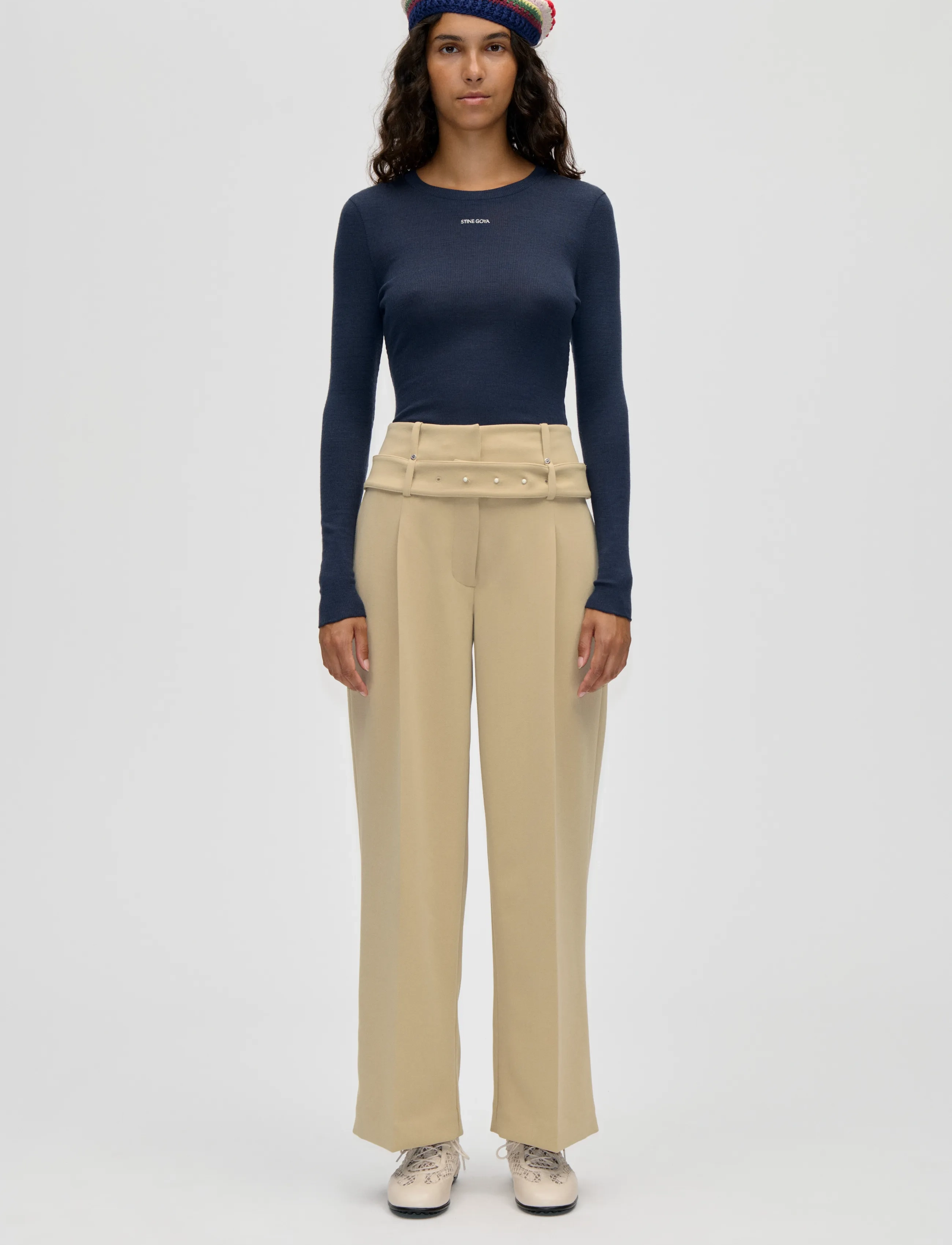 STINE GOYA Lux Rib,Long Sleeve Crewneck - Langärmlige Tops - MIDNIGHT NAVY / navy