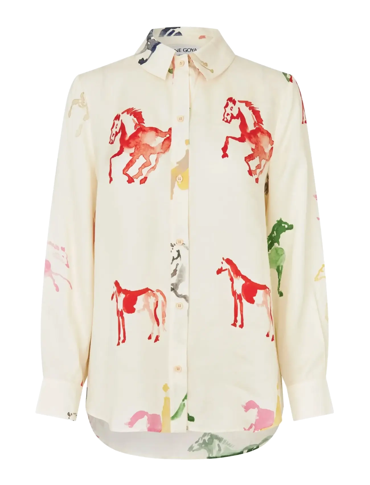 STINE GOYA Dry Viscose, Long Sleeve Shirt - CPH fashion week - HORSES / cream