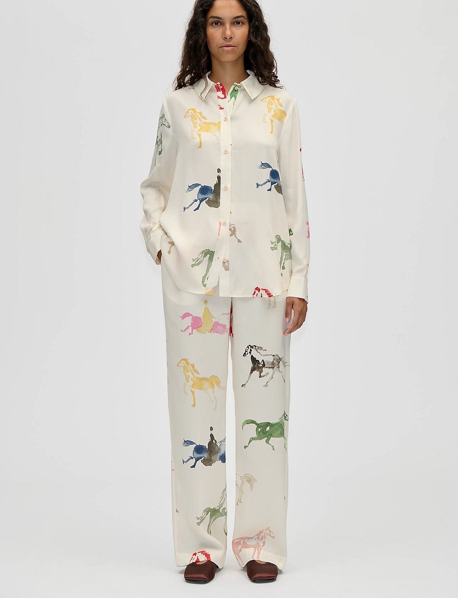 STINE GOYA - Dry Viscose, Long Sleeve Shirt - jeanshemden - horses - 0