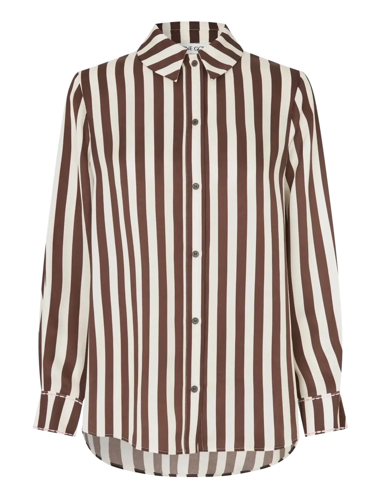 STINE GOYA Dry Viscose, Long Sleeve Shirt - Bluser & Skjorter - IVORY STRIPES / brown