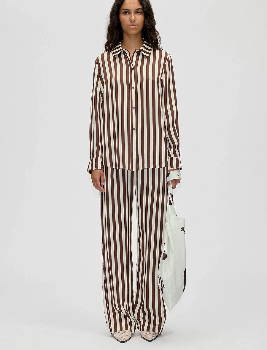 STINE GOYA - Dry Viscose, Long Sleeve Shirt - jeanshemden - ivory stripes - 0