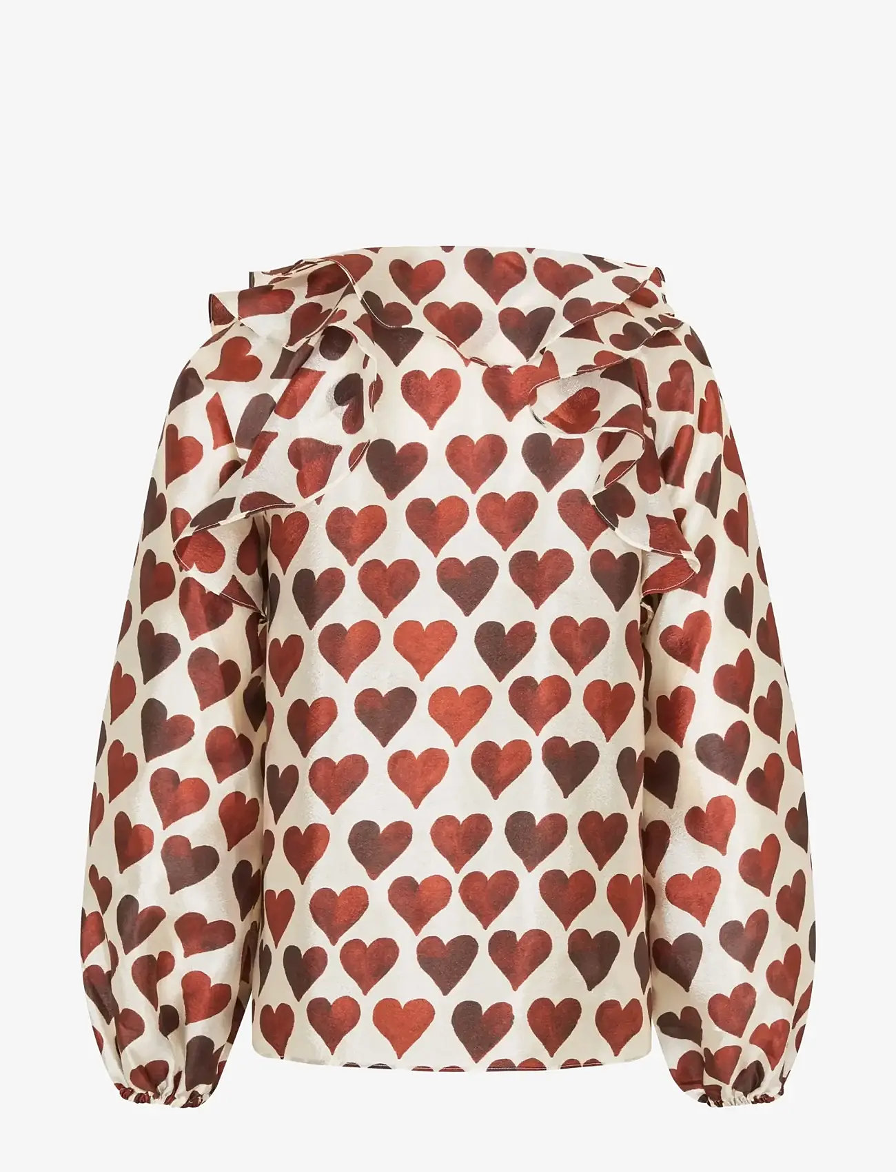STINE GOYA - Flat Textured Poly, Multi Ruffle Raglan Top - bluzki z długimi rękawami - hearts - 2