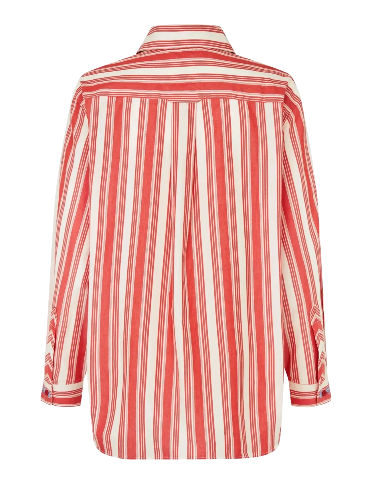 STINE GOYA - Striped Embroidered Cotton, Loose Long Sleeve Shirt - denim shirts - scarlet trot - 2
