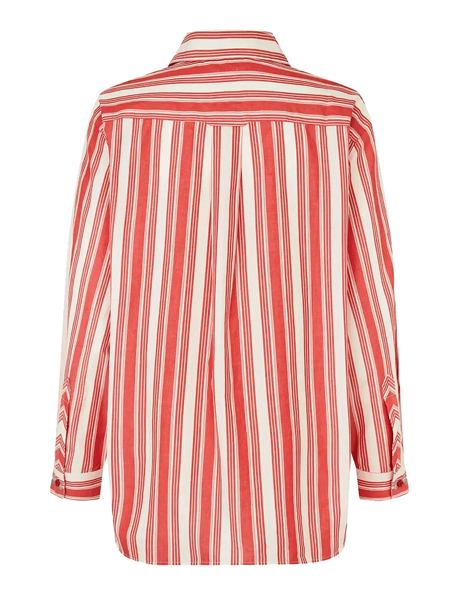 STINE GOYA - Striped Embroidered Cotton, Loose Long Sleeve Shirt - denimskjorter - scarlet trot - 2