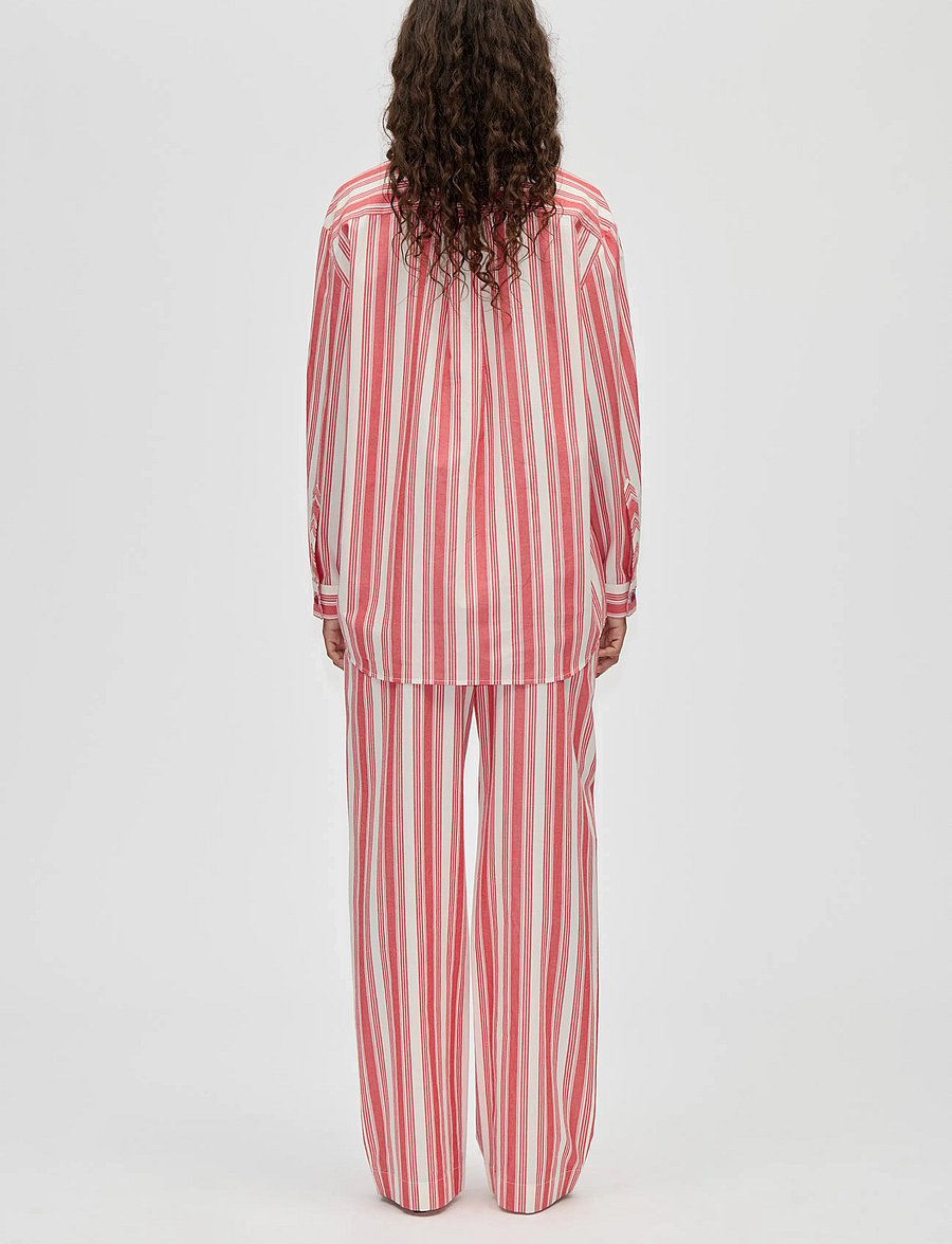 STINE GOYA - Striped Embroidered Cotton, Loose Long Sleeve Shirt - denimskjorter - scarlet trot - 3
