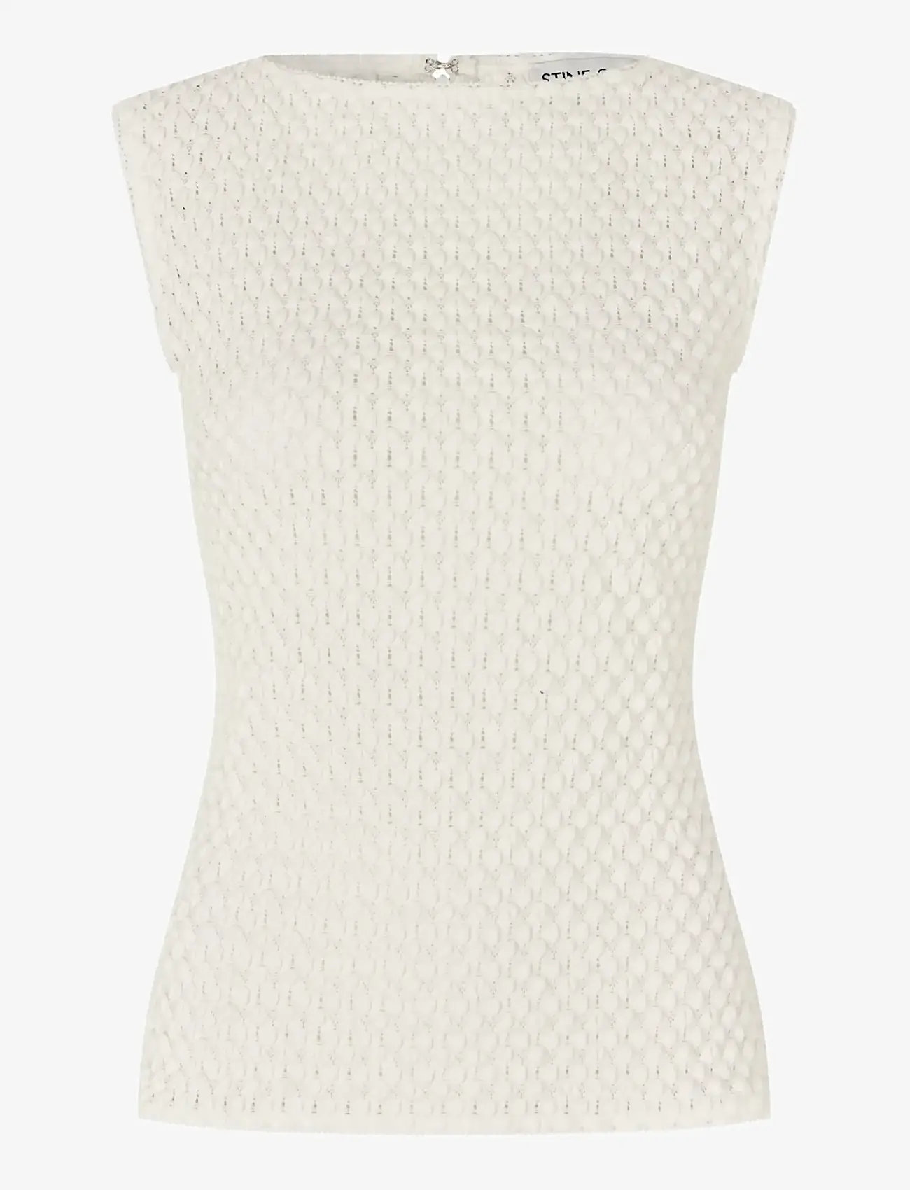 STINE GOYA - Crochet Lace, Boatneck Tank Top - varrukateta alussärgid - white swan - 1
