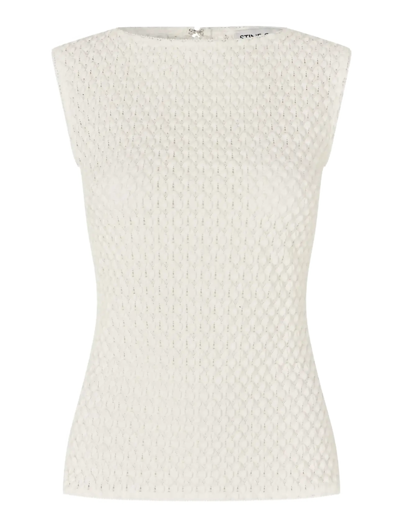 STINE GOYA Crochet Lace, Boatneck Tank Top - T-shirts & Topper - WHITE SWAN / white