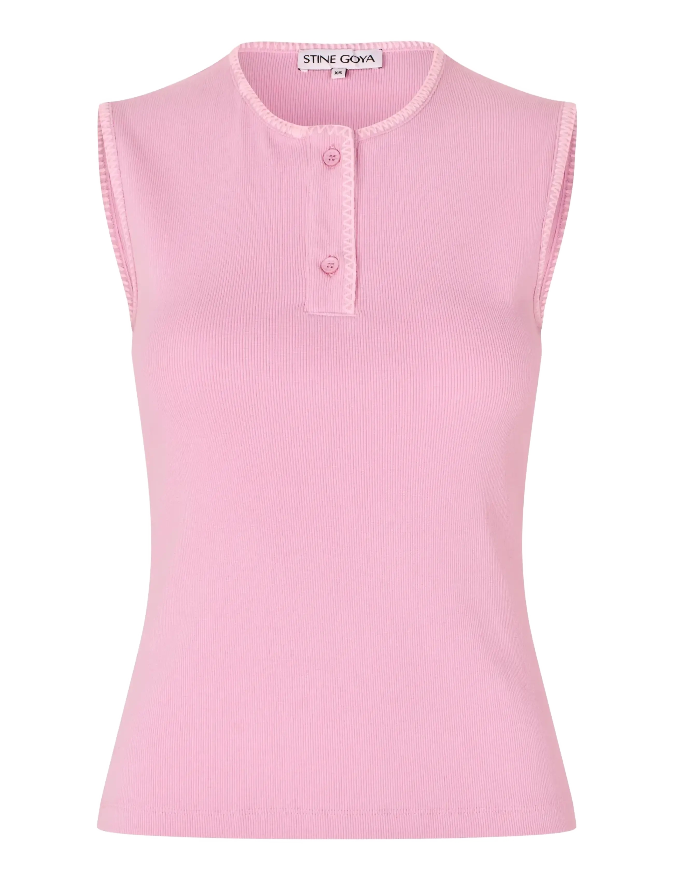 STINE GOYA Rib, Crewneck Tank Top - T-shirts & Toppe - CHERRY BLOSSOM / pink/rose