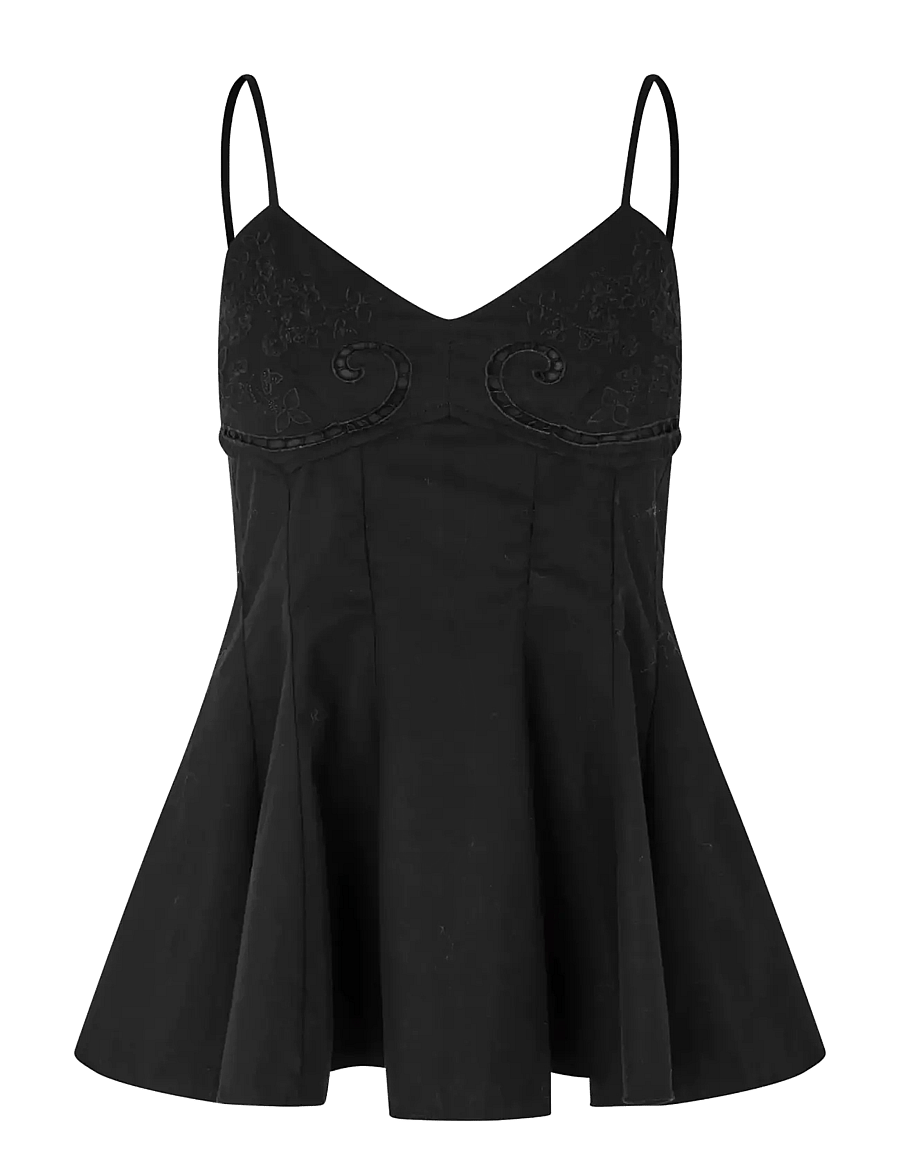 STINE GOYA - Broderie Cotton, Embroidered Bustier Top - hihattomat topit - broderie anglaise - 1