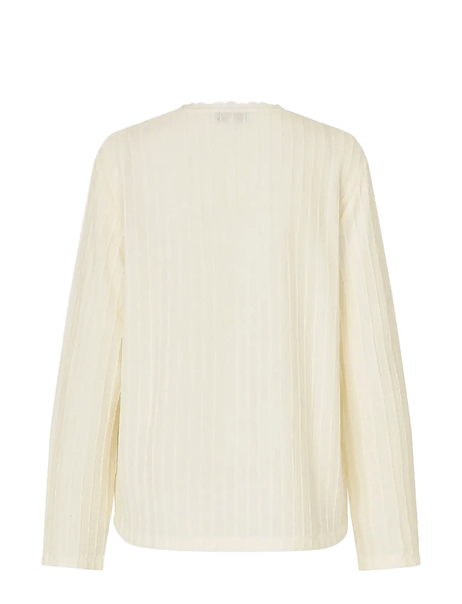 STINE GOYA - Puckered Jersey, Casual Crewneck - langärmlige tops - cream - 2