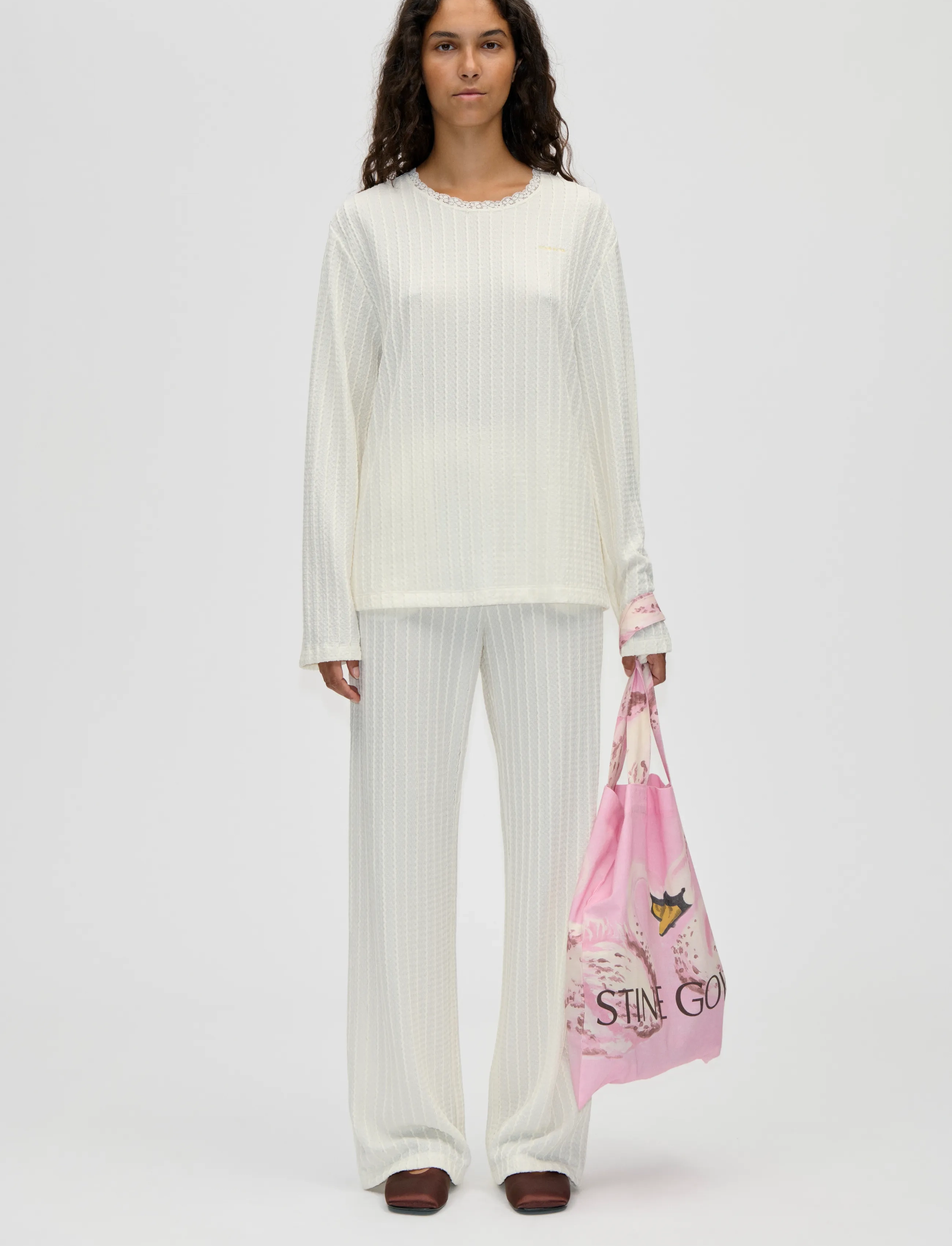 STINE GOYA Puckered Jersey, Casual Crewneck - Langärmlige Tops - CREAM / cream