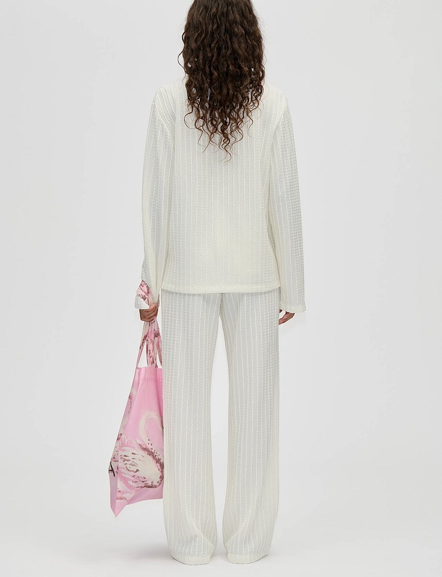 STINE GOYA - Puckered Jersey, Casual Crewneck - langärmlige tops - cream - 3
