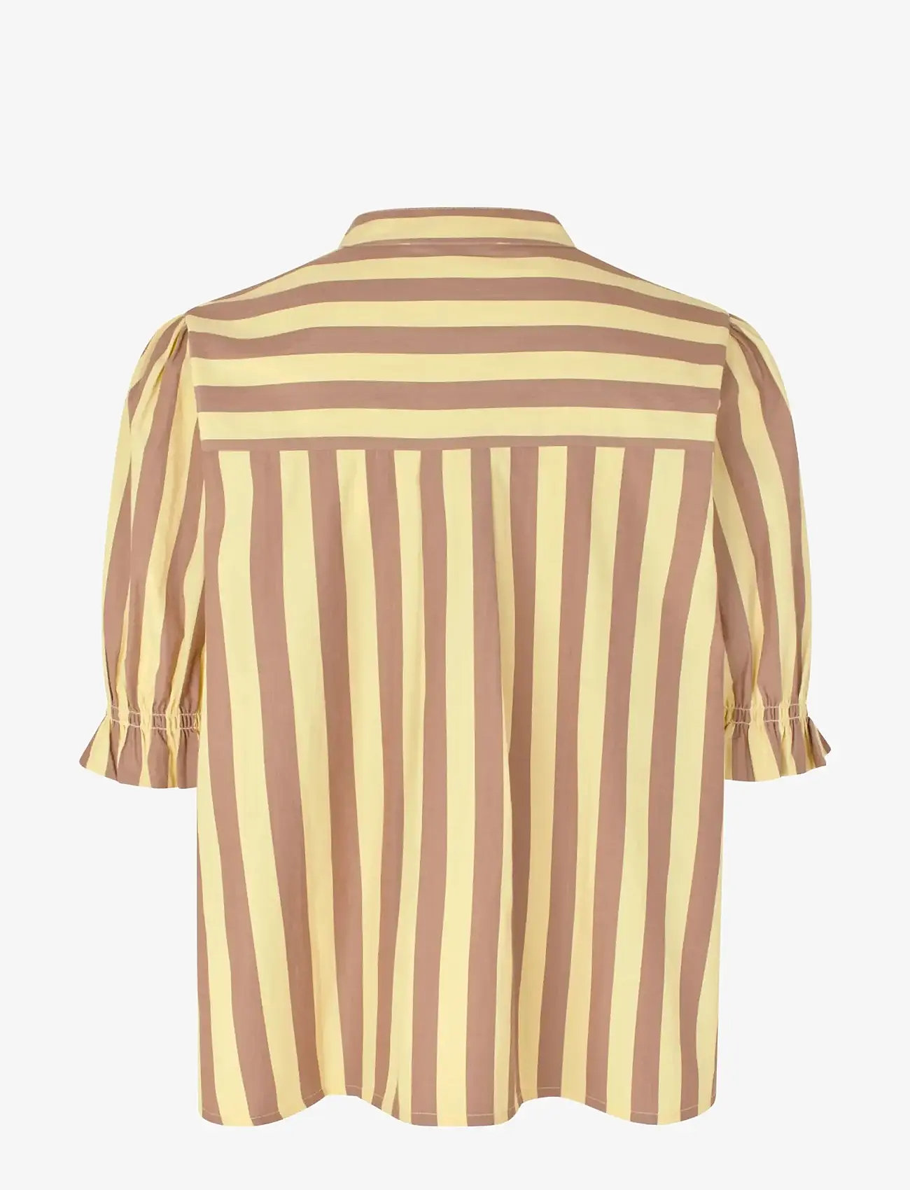 STINE GOYA - Soft Striped Embroidery, Smocked Gathered Top - denim shirts - equestrian sun - 2