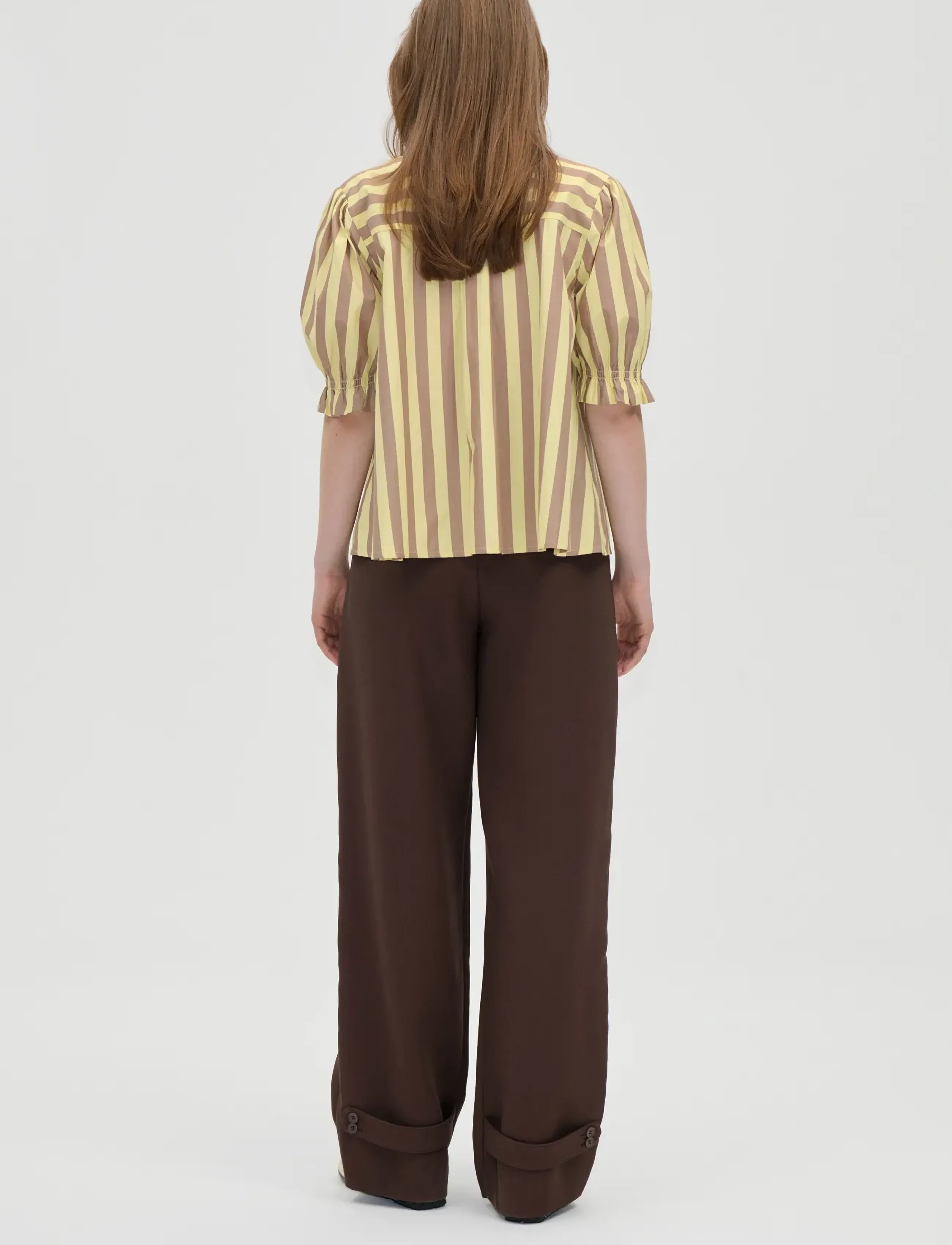 STINE GOYA - Soft Striped Embroidery, Smocked Gathered Top - jeanshemden - equestrian sun - 3