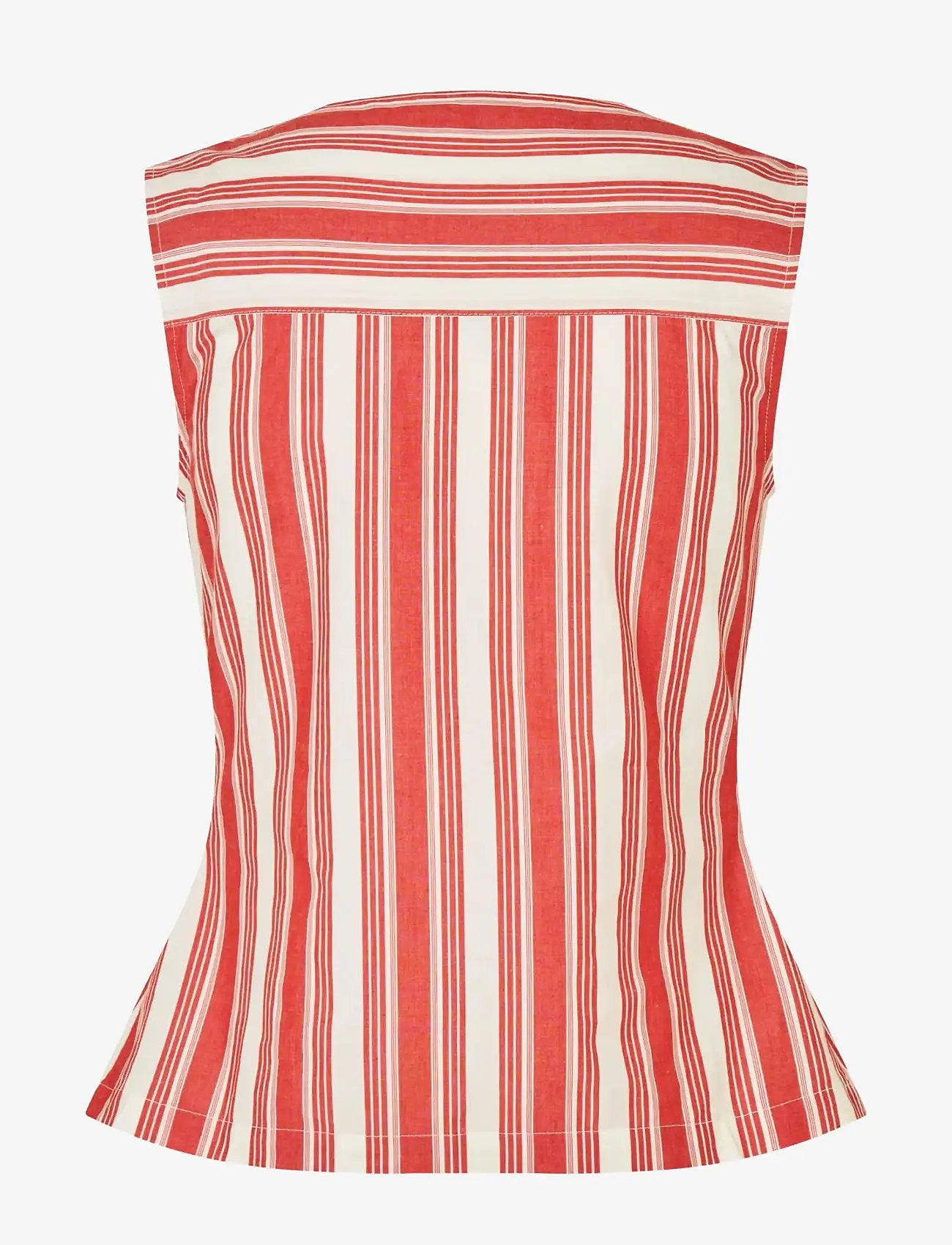 STINE GOYA - Striped Embroidered Cotton - Ærmeløse bluser - scarlet trot - 2