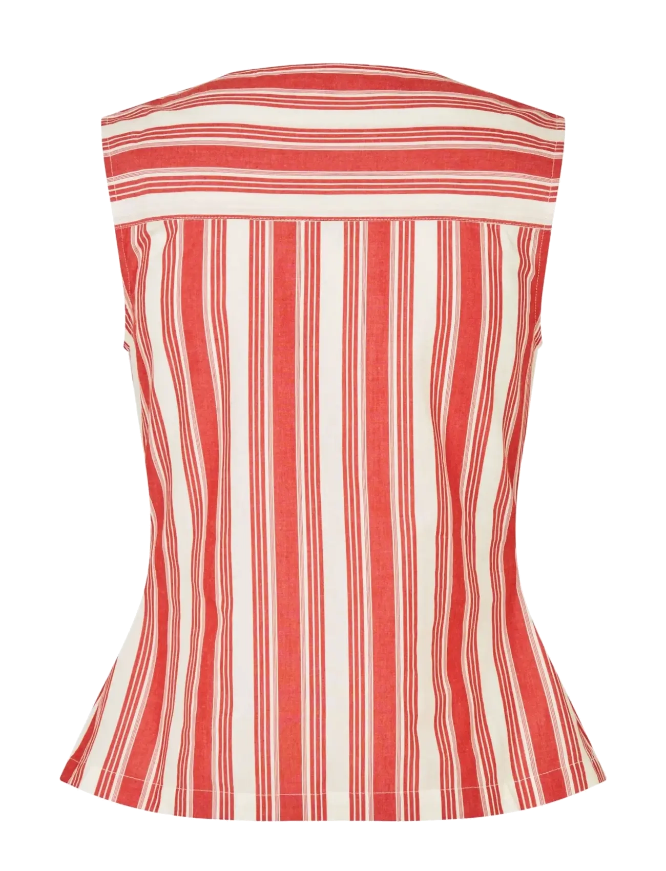 STINE GOYA - Striped Embroidered Cotton, Tie Front Vest - sleeveless blouses - scarlet trot - 2
