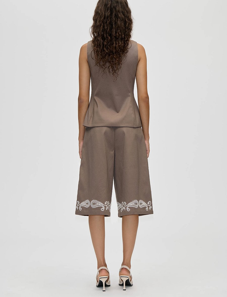 STINE GOYA - Embroidered Canvas, Tailored Tank Vest - waistcoats - cherries on a paisley - 3