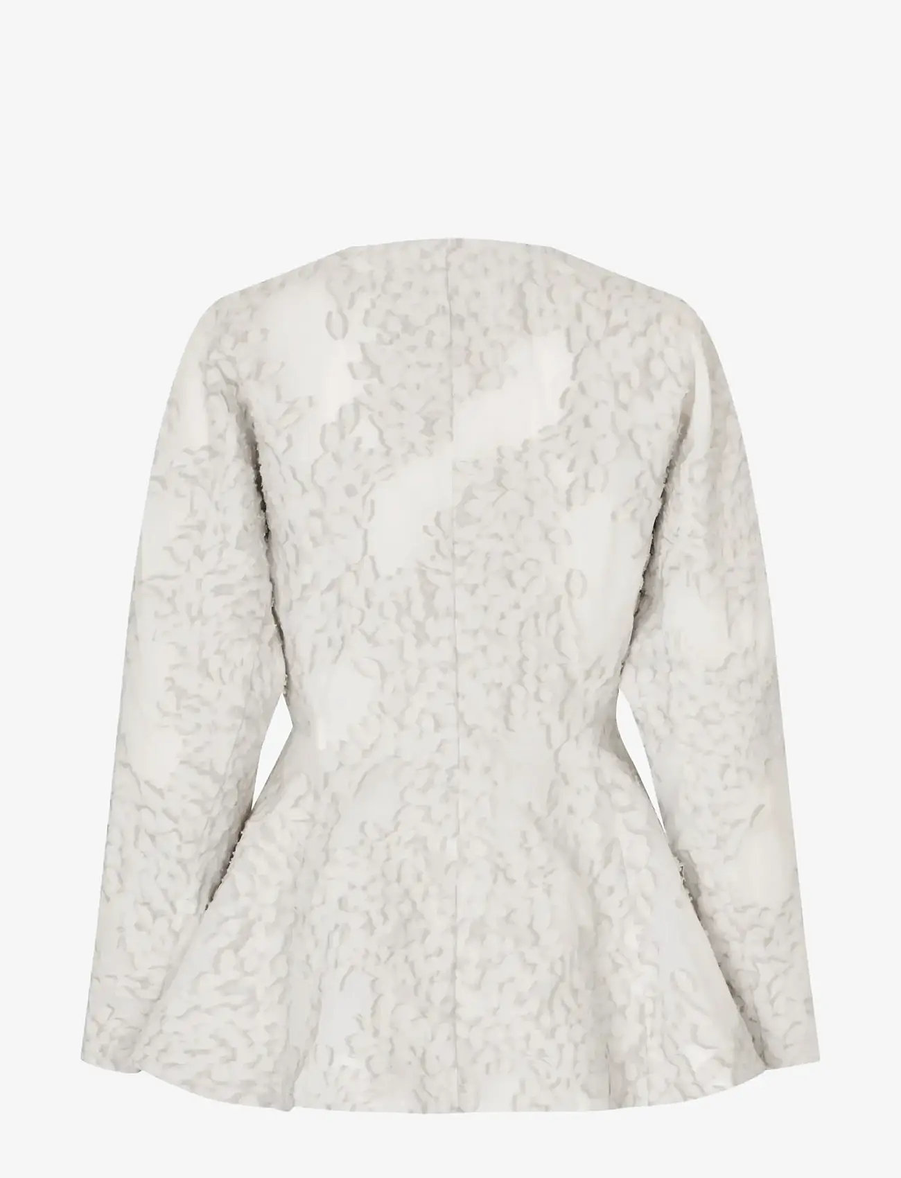 STINE GOYA - Textured Fil Coupe, Flared Hem Zip-Up Top - långärmade blusar - stone grey - 2