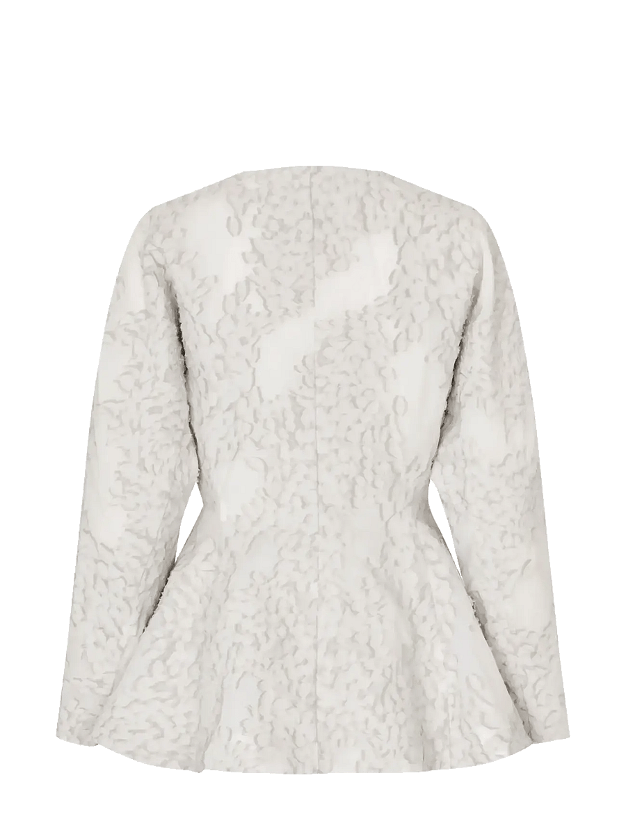 STINE GOYA - Textured Fil Coupe, Flared Hem Zip-Up Top - long sleeved blouses - stone grey - 2