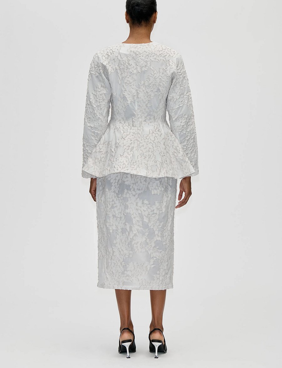 STINE GOYA - Textured Fil Coupe, Flared Hem Zip-Up Top - long sleeved blouses - stone grey - 3