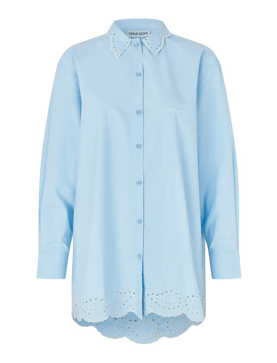 STINE GOYA - Light Cotton, Long Sleeve Oversized Shirt - teksasärgid - teapot blue - 1