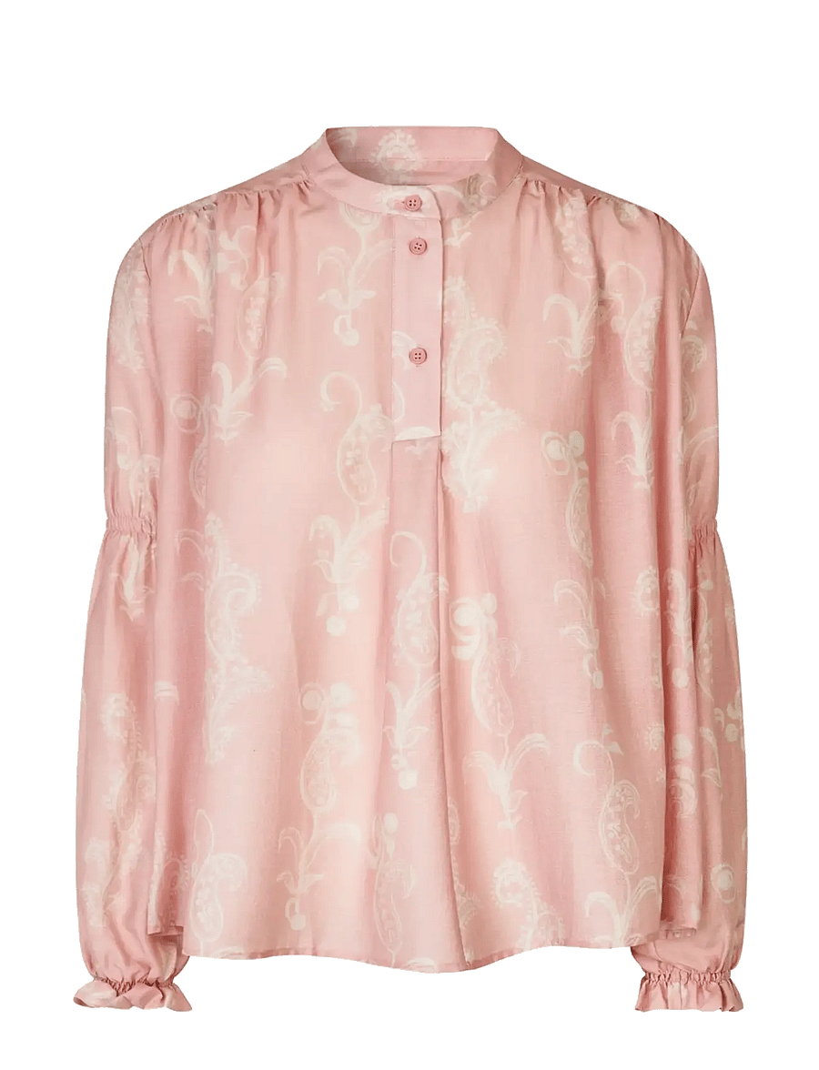 STINE GOYA - Tencel, Elasticated Long Sleeve Top - jeansskjortor - cherries on a paisley - 1