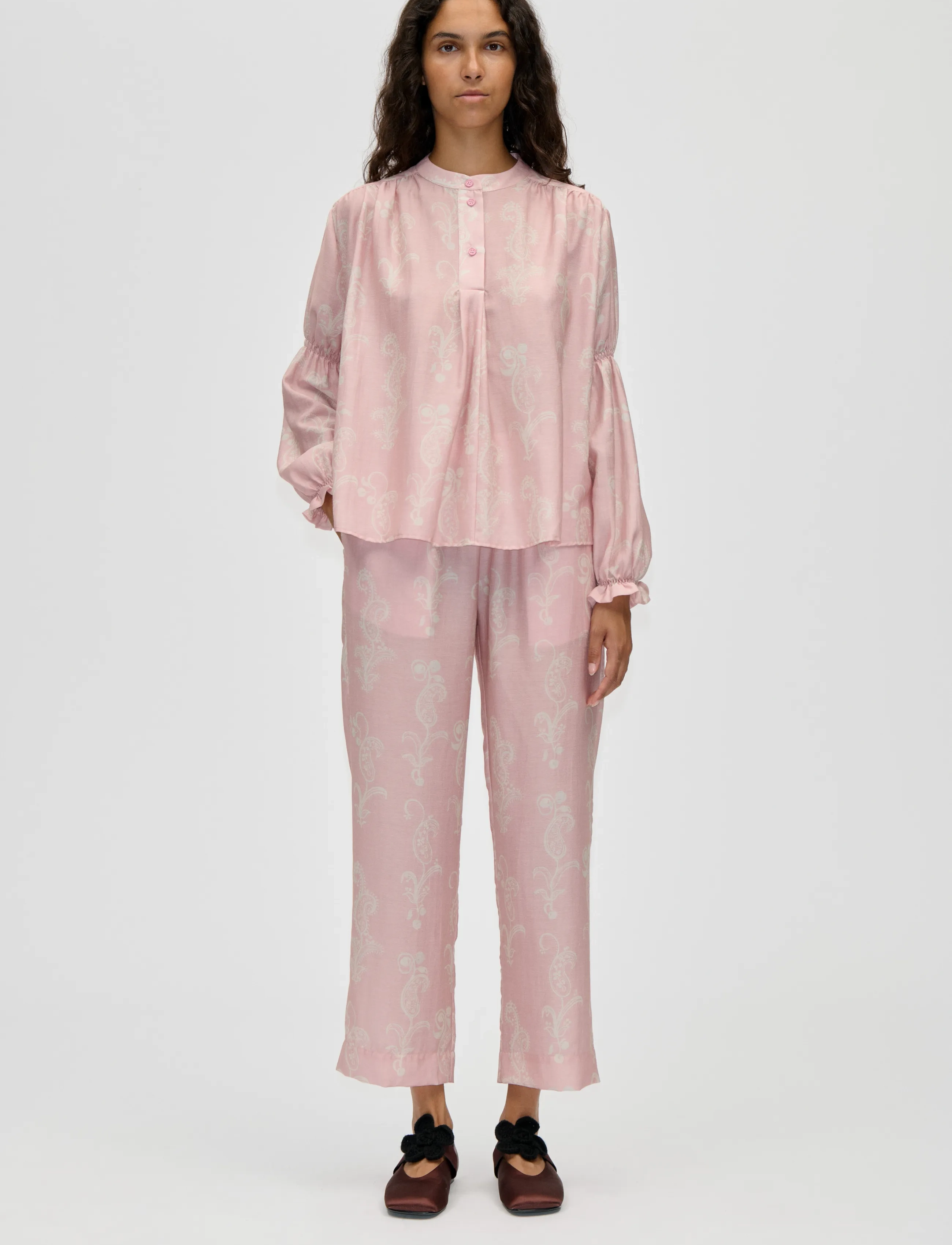 STINE GOYA Tencel, Elasticated Long Sleeve Top, XL, Shirts, Rosa - Long-sleeved, Frauen