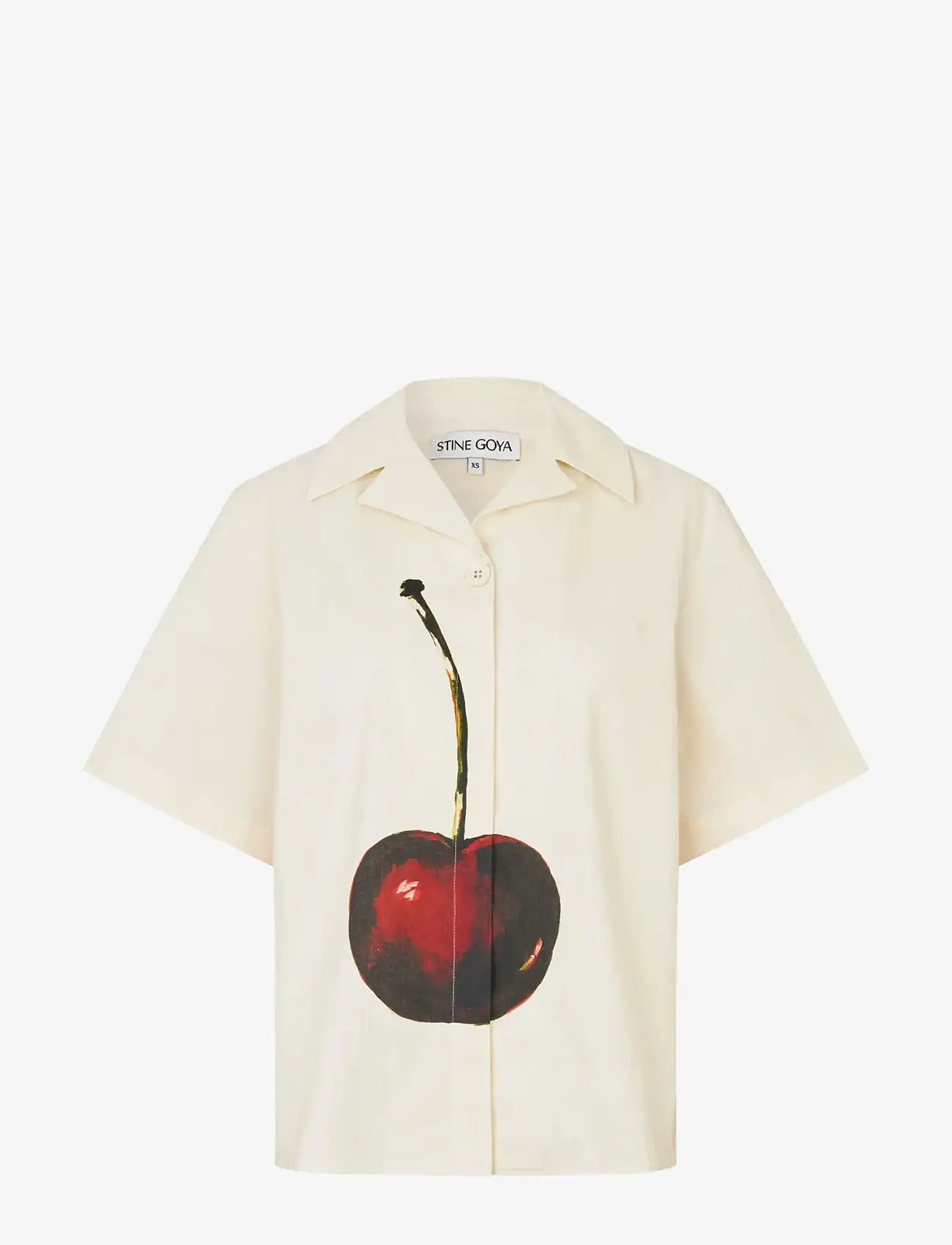 STINE GOYA - Crisp Stripe Shirting, Bowling Collar Shirt - denim shirts - cherry - 1